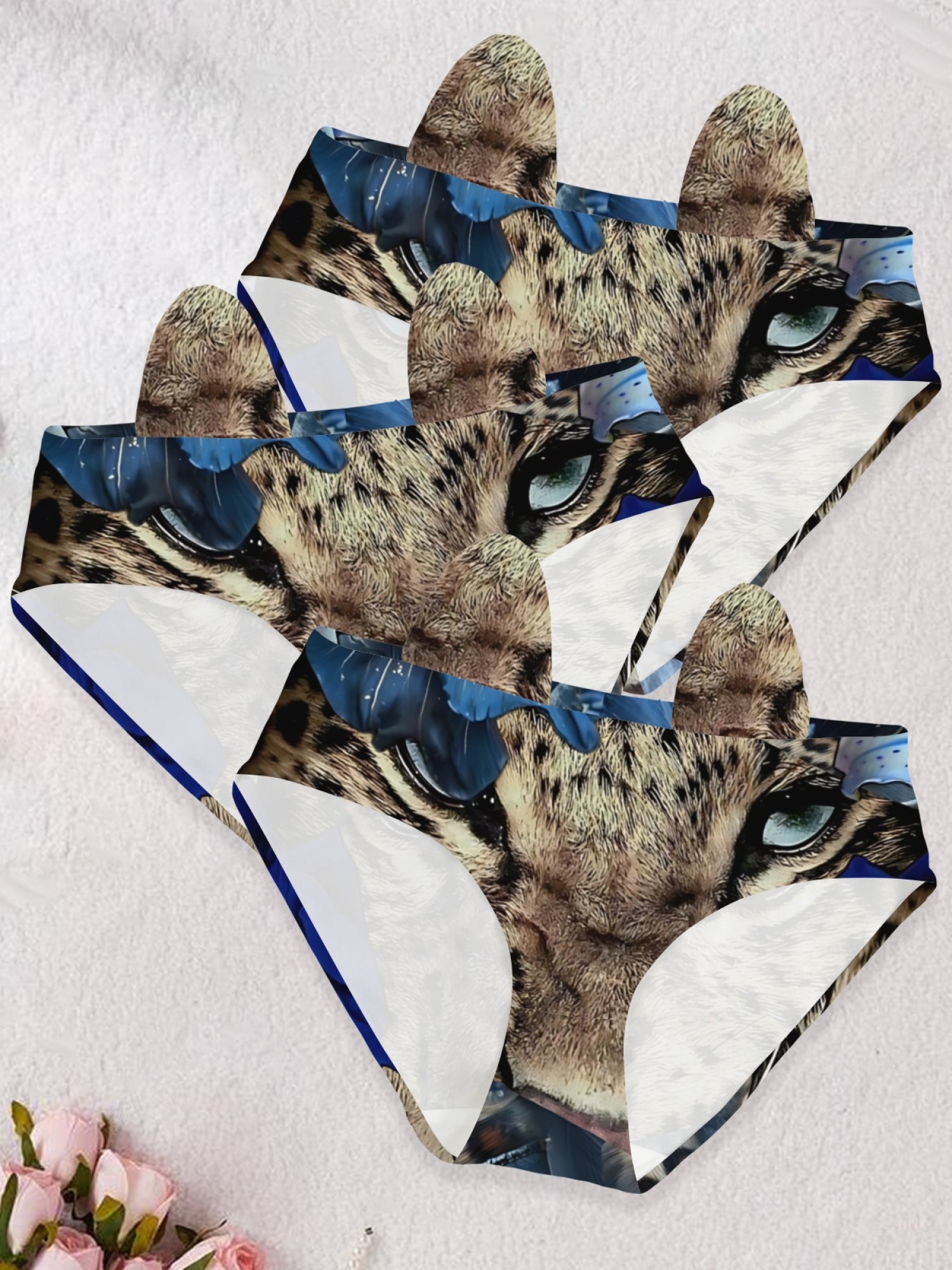 Women’s Novelty 3D Animal Face Print Panties - Cute Leopard & Tiger Seamless Bikini Underwear