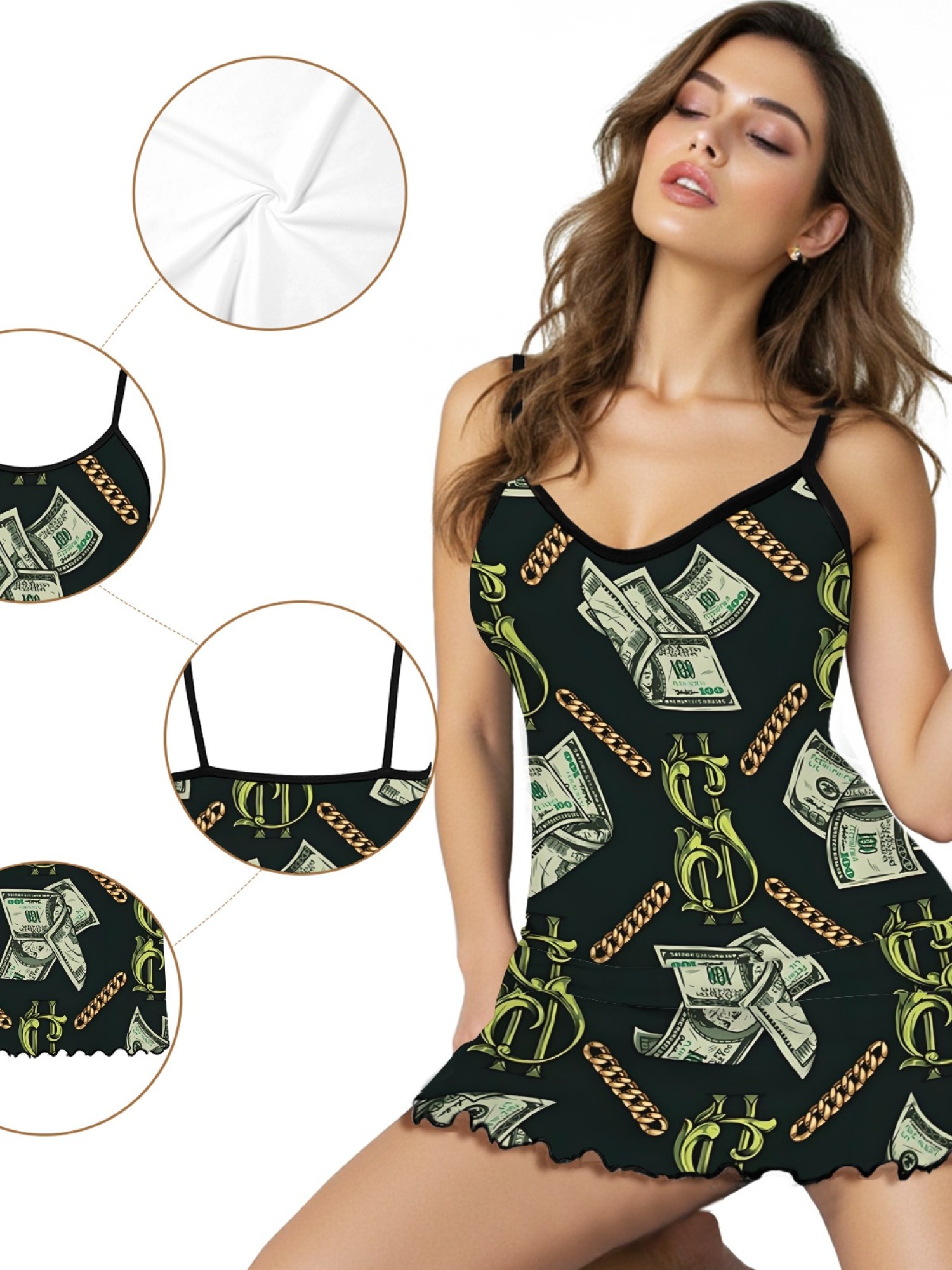 Women's Sexy Summer Pajama Set, Round Neck Loose Fit Sleepwear Dress, Comfortable Breathable Fabric, Fashion Casual Homewear