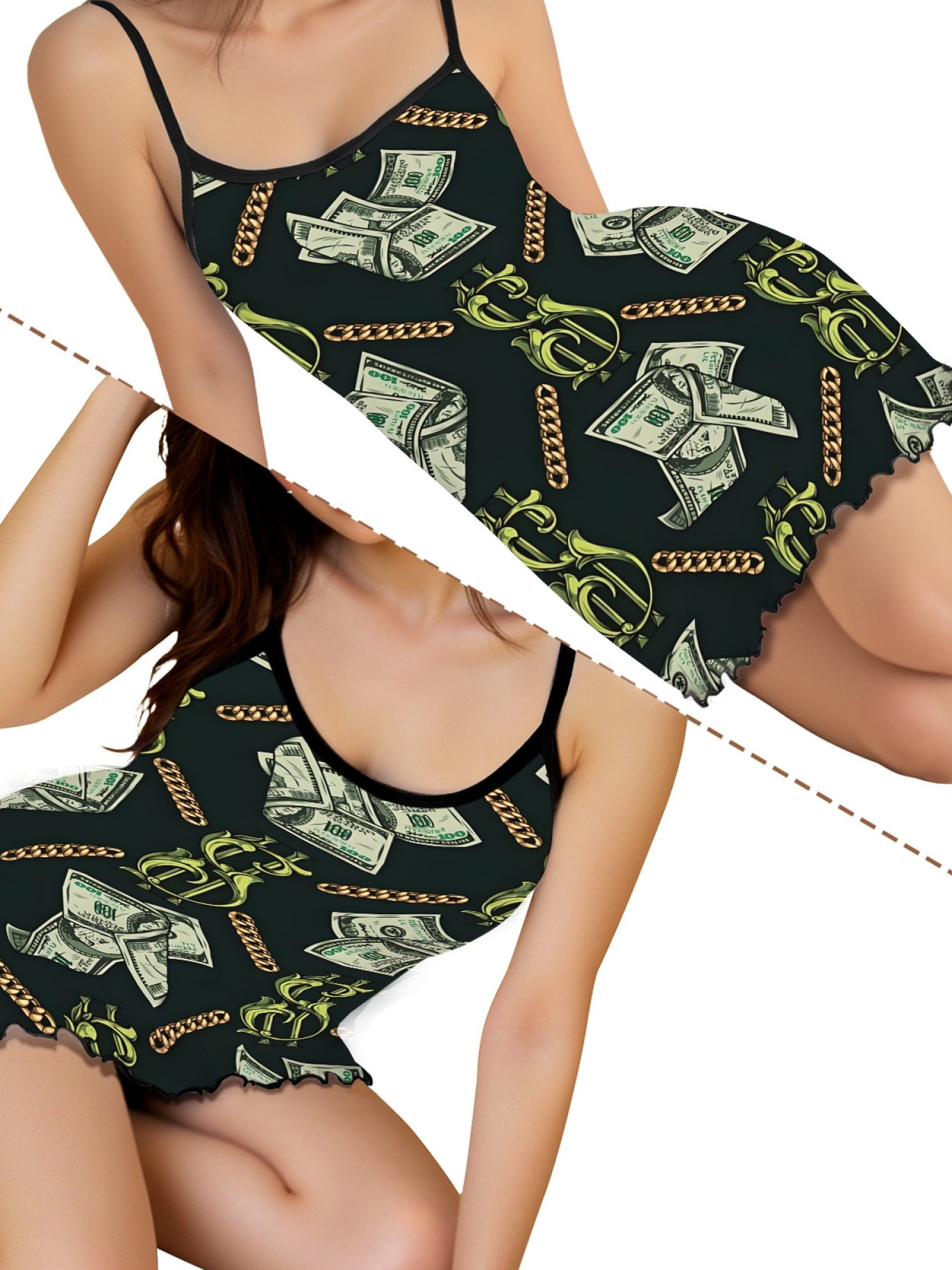 Women's Sexy Summer Pajama Set, Round Neck Loose Fit Sleepwear Dress, Comfortable Breathable Fabric, Fashion Casual Homewear