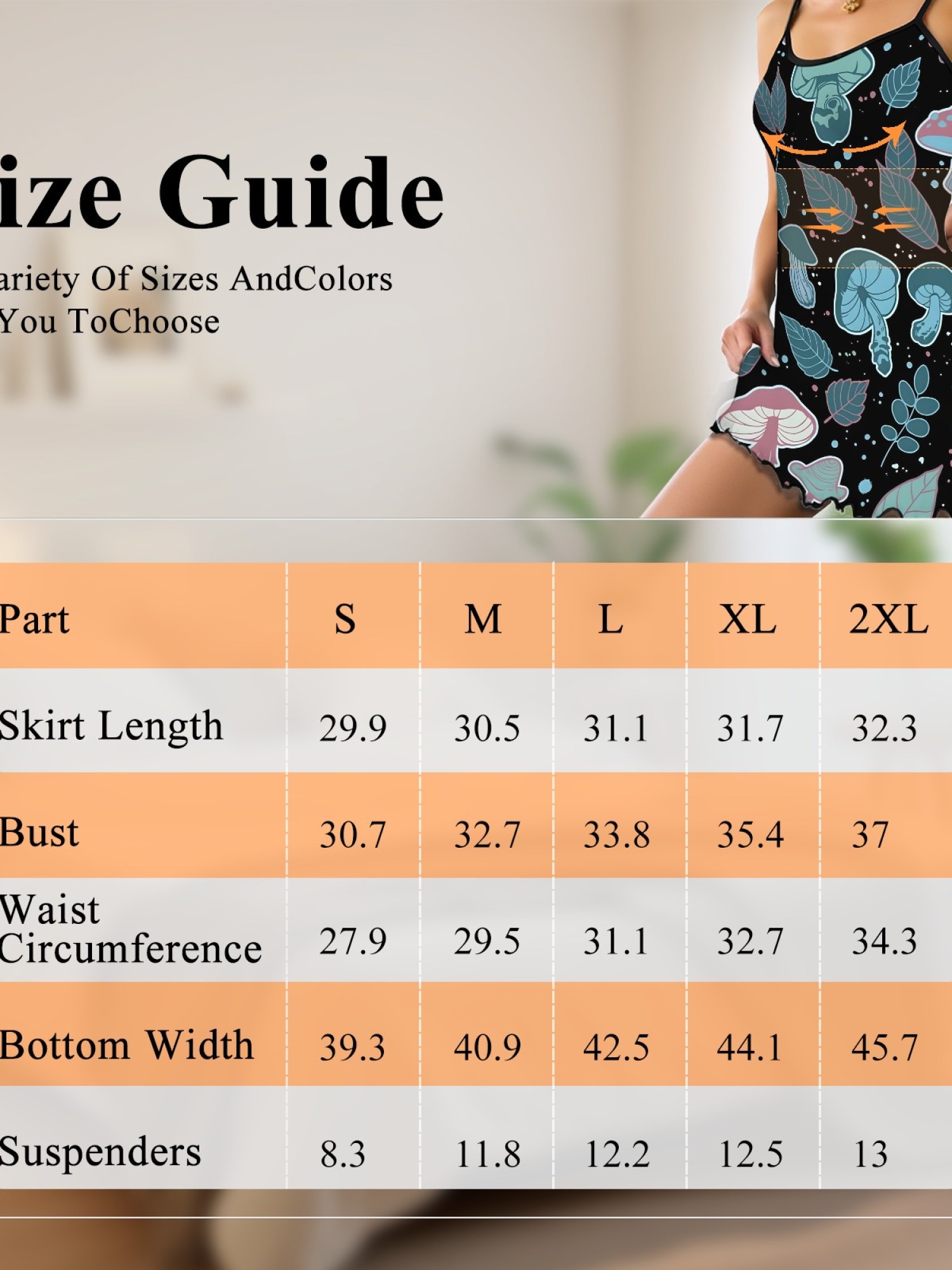 Women's Dreamy Mushroom Print Bodycon Nightdress, Sexy Round Neck Spaghetti Strap Homewear, Sweet Loose Casual Summer Sleepwear