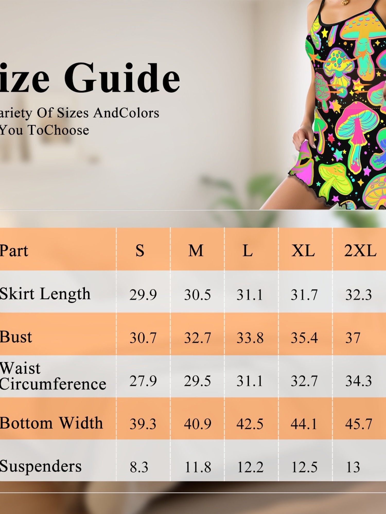 Women's Dreamy Mushroom Print Bodycon Nightdress, Sexy Round Neck Spaghetti Strap Homewear, Sweet Loose Casual Summer Sleepwear