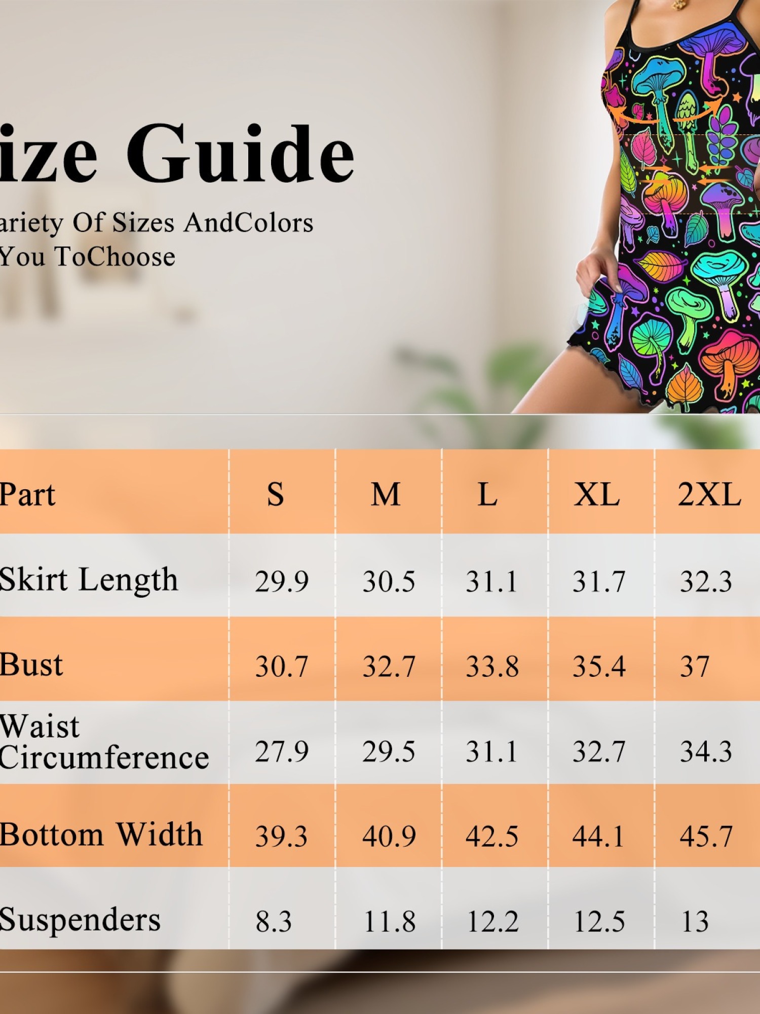 Women's Dreamy Mushroom Print Bodycon Nightdress, Sexy Round Neck Spaghetti Strap Homewear, Sweet Loose Casual Summer Sleepwear