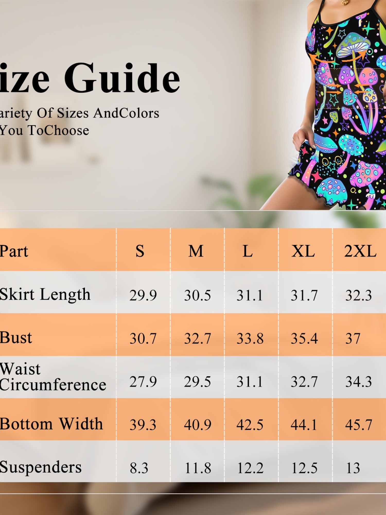 Women's Dreamy Mushroom Print Bodycon Nightdress, Sexy Round Neck Spaghetti Strap Homewear, Sweet Loose Casual Summer Sleepwear