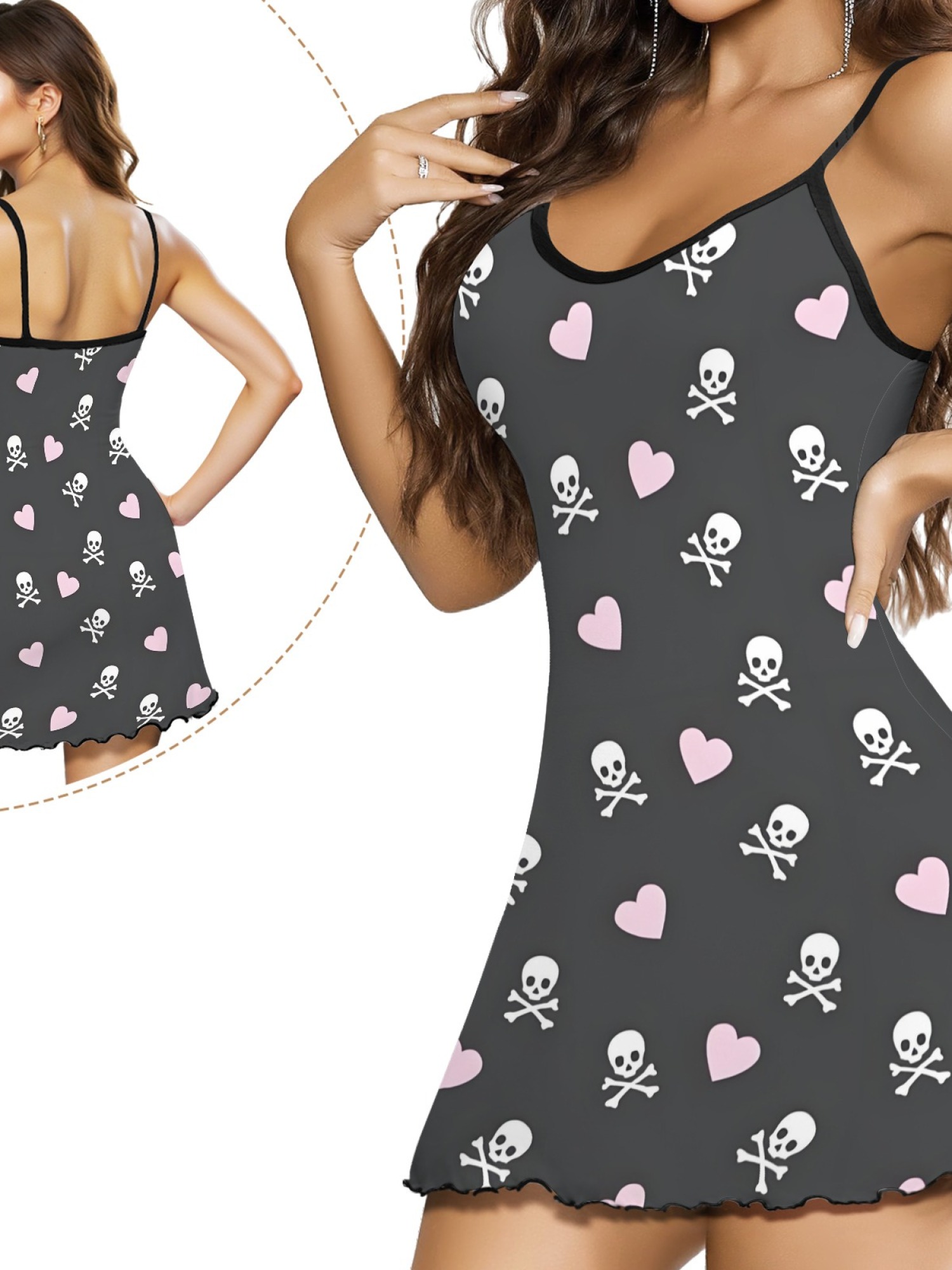 Summer Women’s Heart Print Sleeveless Nightgown, Breathable Casual Sleep Dress for Romantic Homewear, Slim-Fit Cute Loungewear for Couples