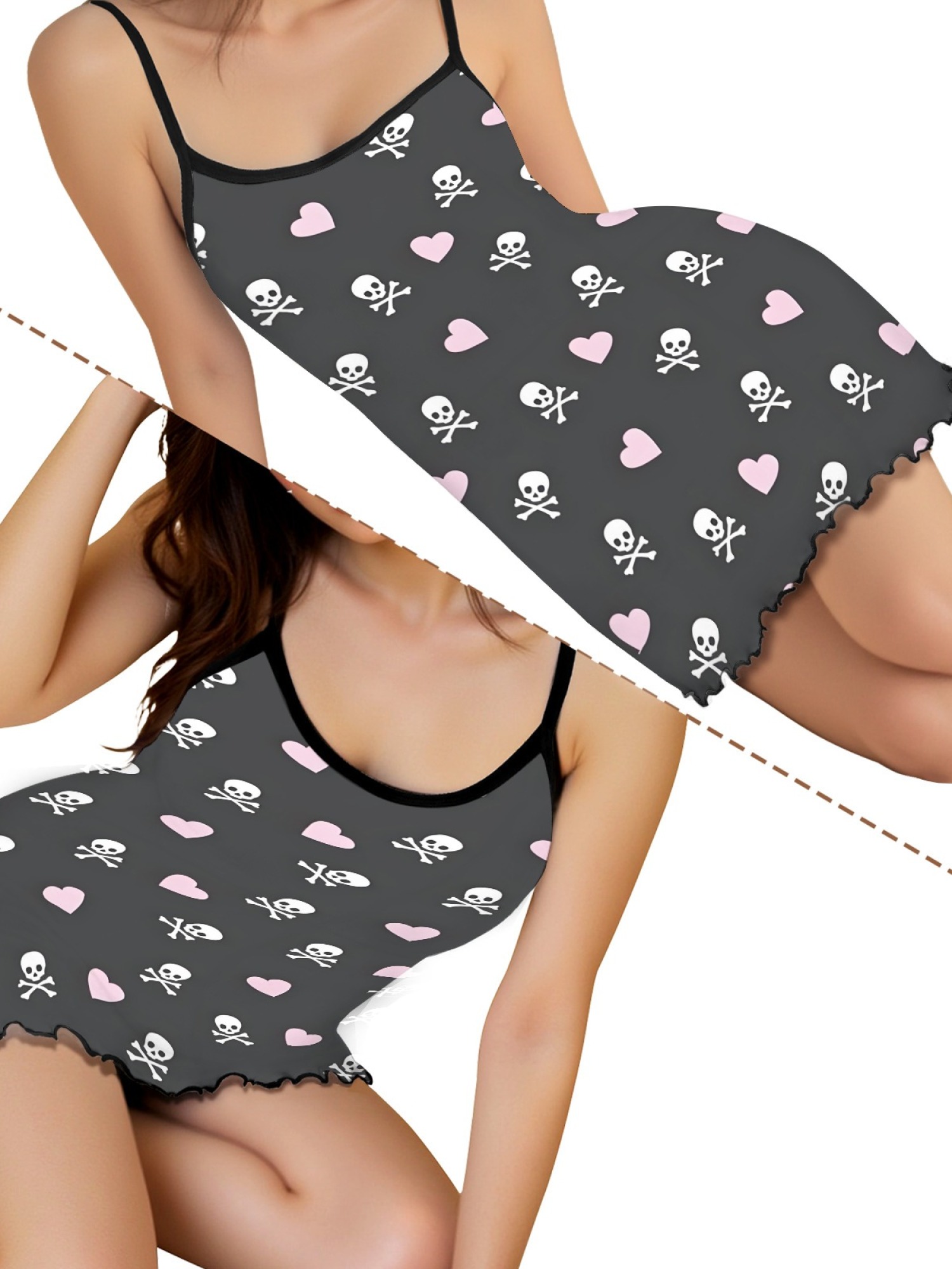 Summer Women’s Heart Print Sleeveless Nightgown, Breathable Casual Sleep Dress for Romantic Homewear, Slim-Fit Cute Loungewear for Couples