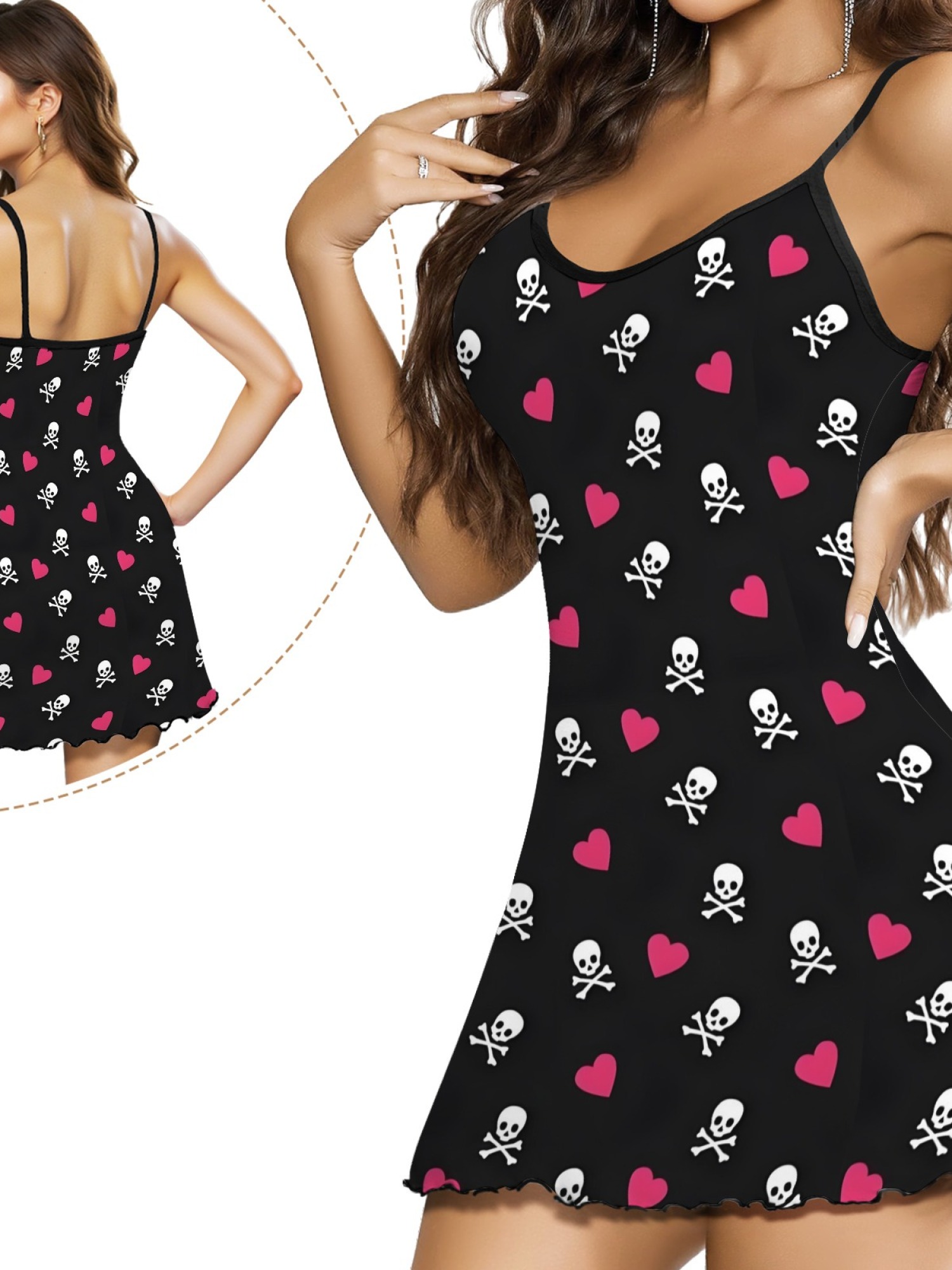 Summer Women’s Heart Print Sleeveless Nightgown, Breathable Casual Sleep Dress for Romantic Homewear, Slim-Fit Cute Loungewear for Couples