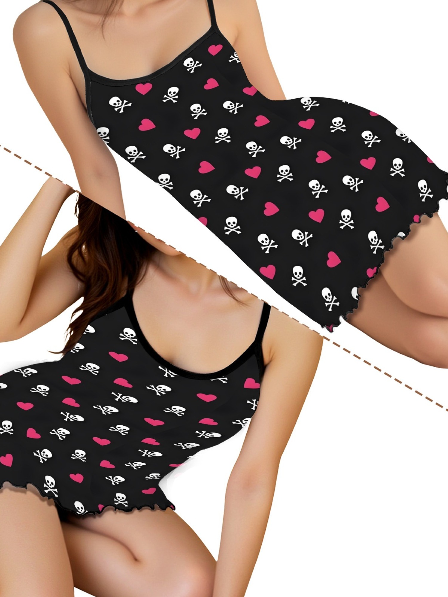 Summer Women’s Heart Print Sleeveless Nightgown, Breathable Casual Sleep Dress for Romantic Homewear, Slim-Fit Cute Loungewear for Couples