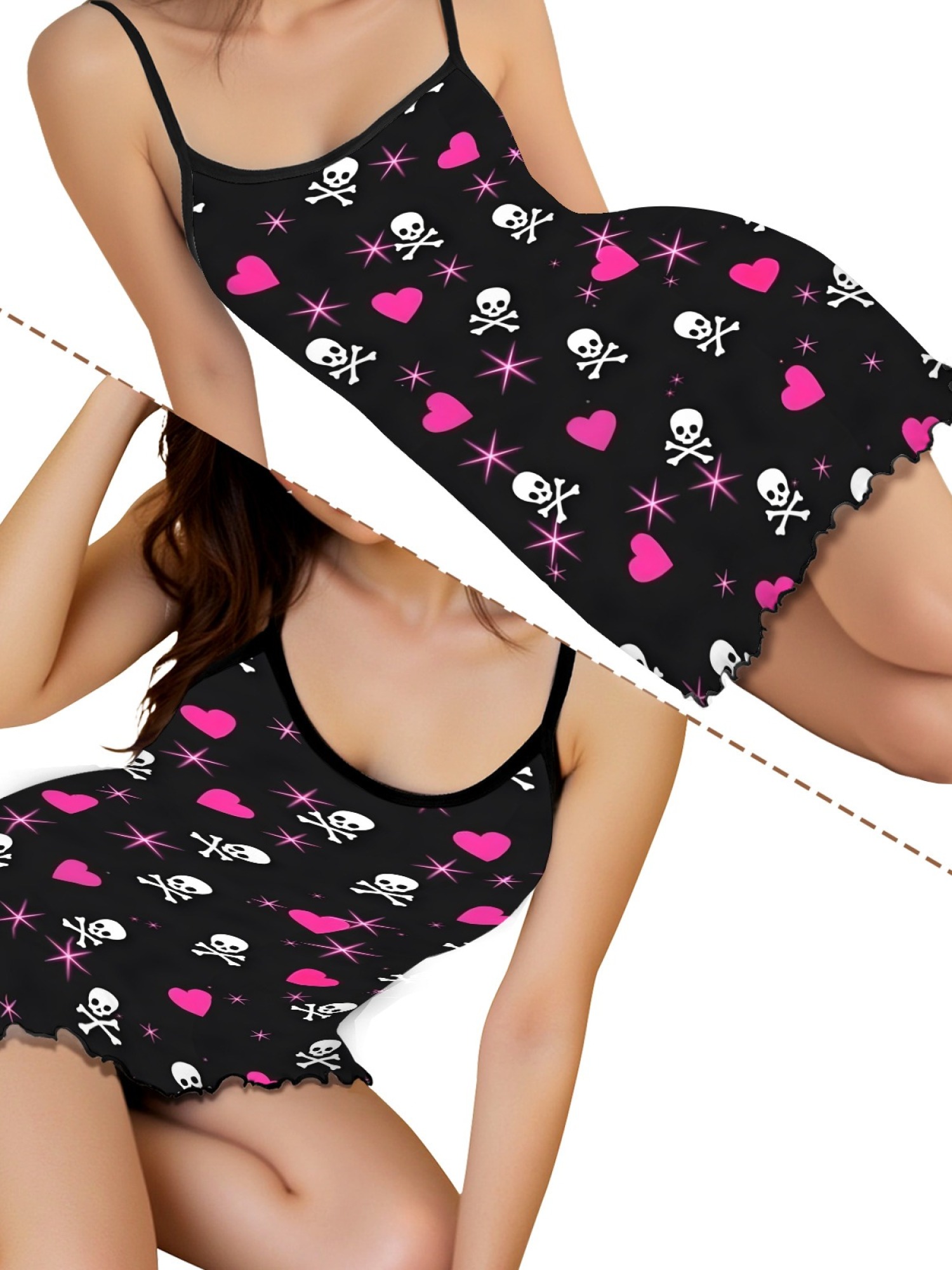 Summer Women’s Heart Print Sleeveless Nightgown, Breathable Casual Sleep Dress for Romantic Homewear, Slim-Fit Cute Loungewear for Couples