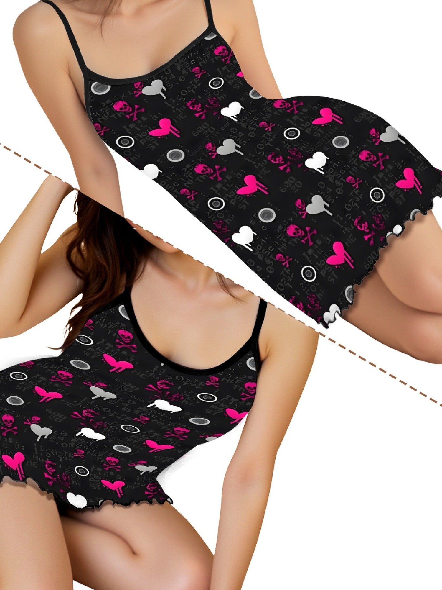 Summer Women’s Heart Print Sleeveless Nightgown, Breathable Casual Sleep Dress for Romantic Homewear, Slim-Fit Cute Loungewear for Couples