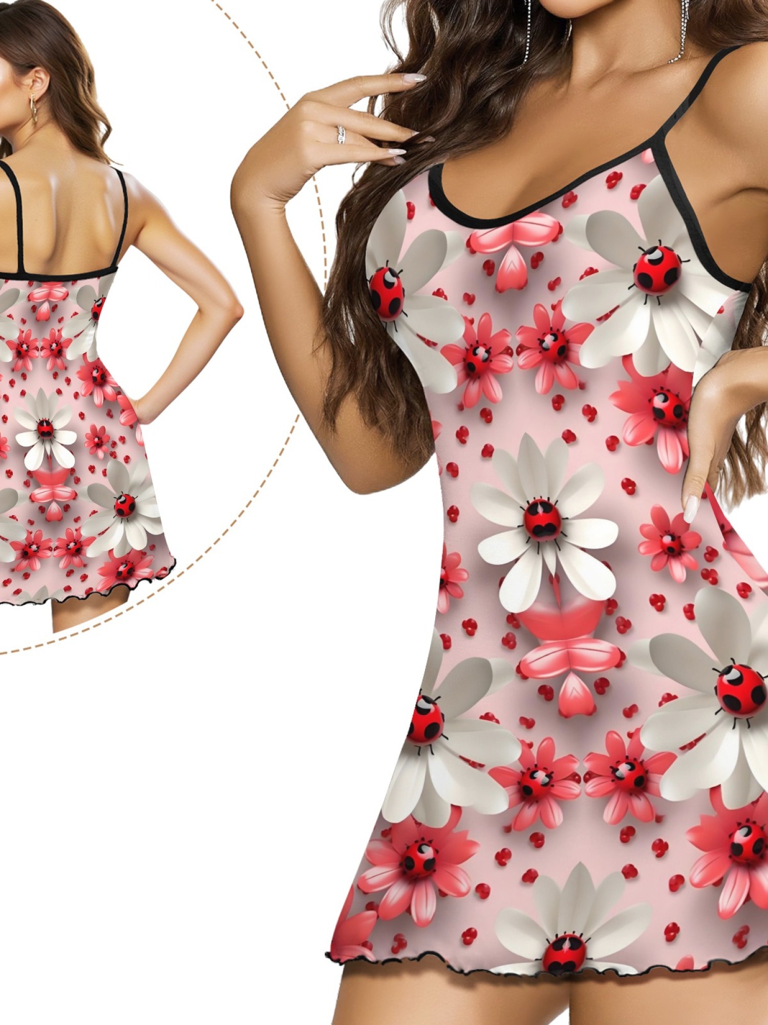 Women's Floral Print Casual Home Dress with Backless Halter Design, Comfortable Summer Slim Fit Long Dress for Relaxation & Vacation, Stylish Spring Summer Loungewear