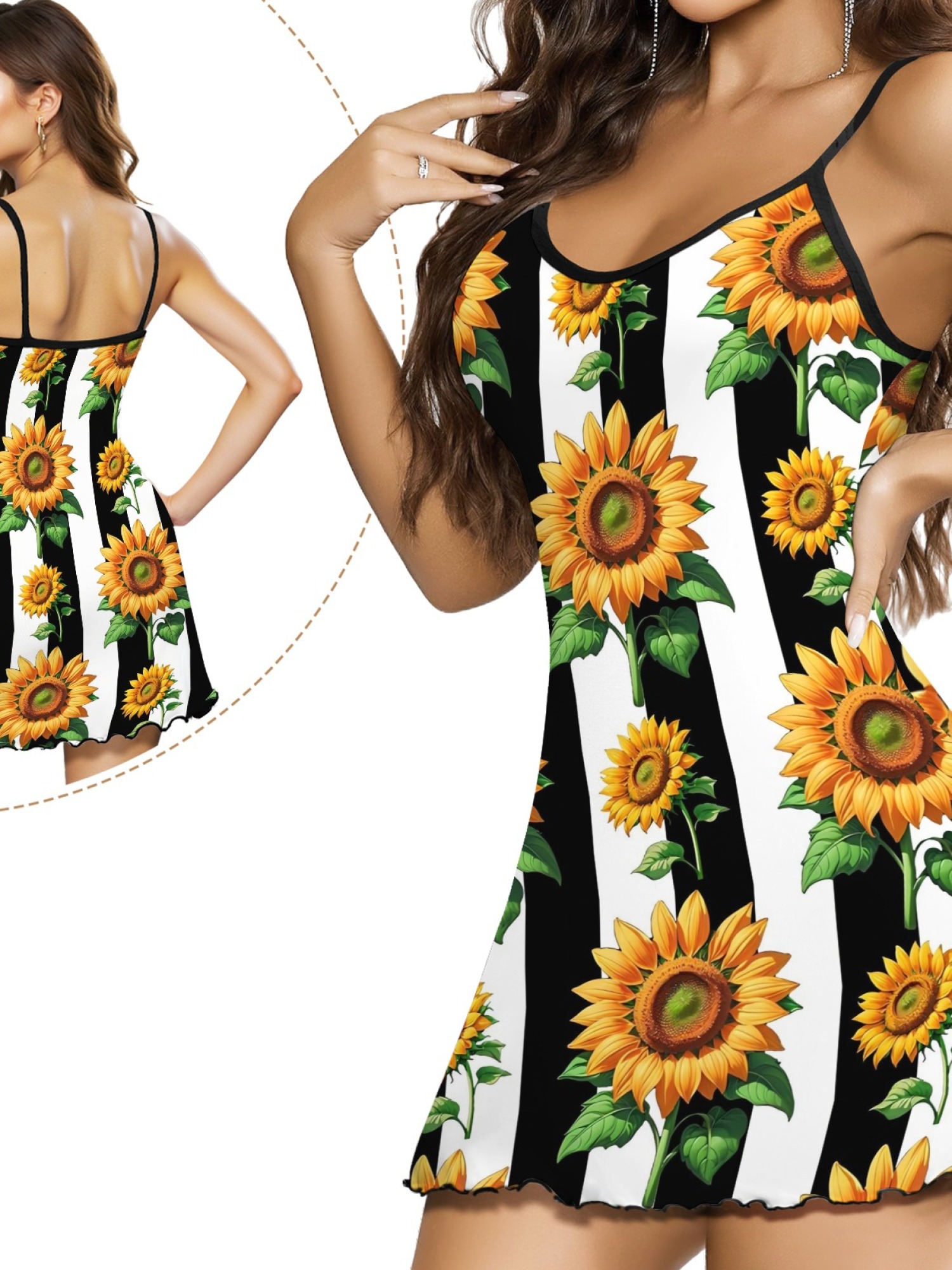 Women's Floral Print Casual Home Dress with Backless Halter Design, Comfortable Summer Slim Fit Long Dress for Relaxation & Vacation, Stylish Spring Summer Loungewear