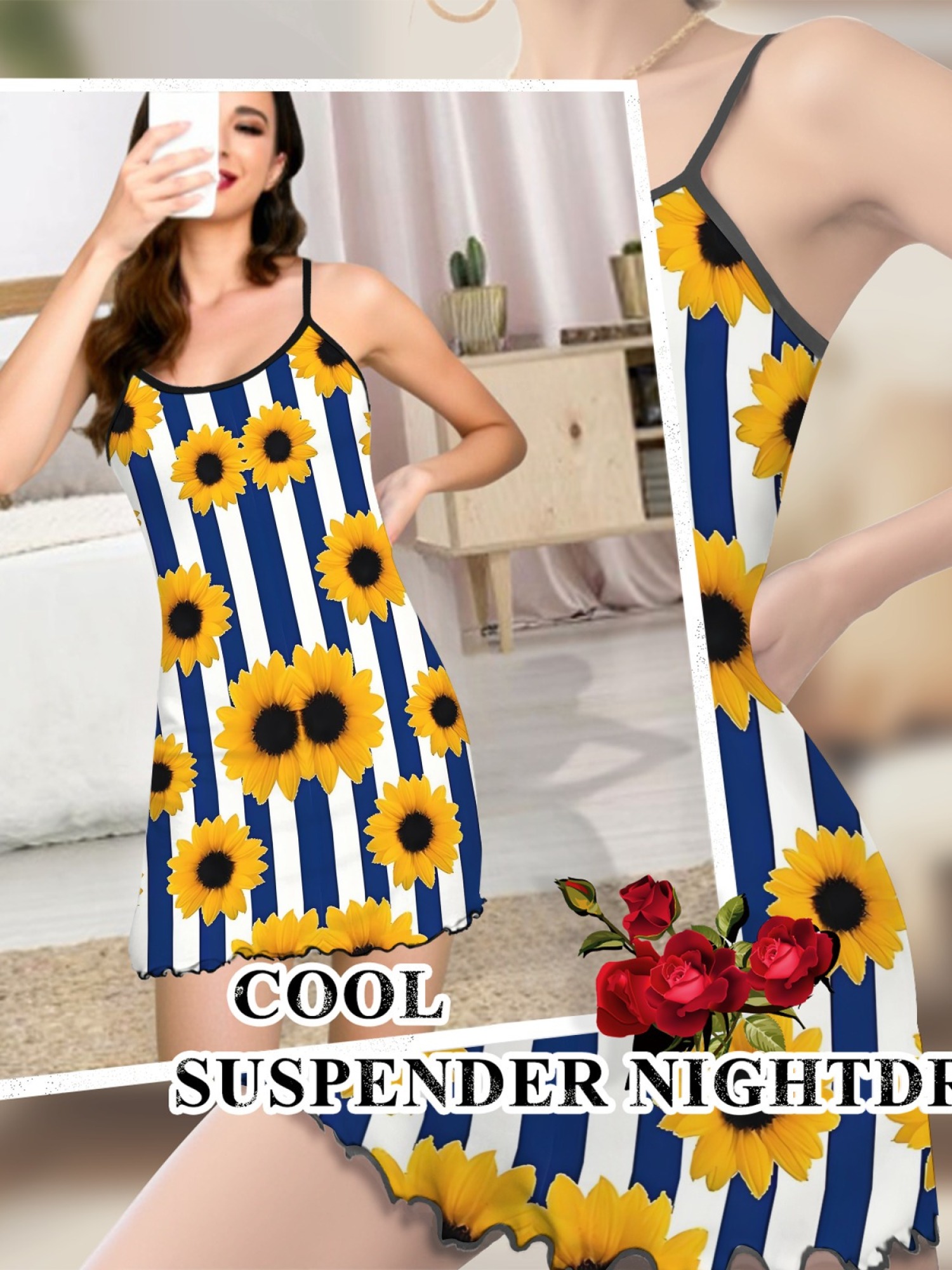 Women's Floral Print Casual Home Dress with Backless Halter Design, Comfortable Summer Slim Fit Long Dress for Relaxation & Vacation, Stylish Spring Summer Loungewear