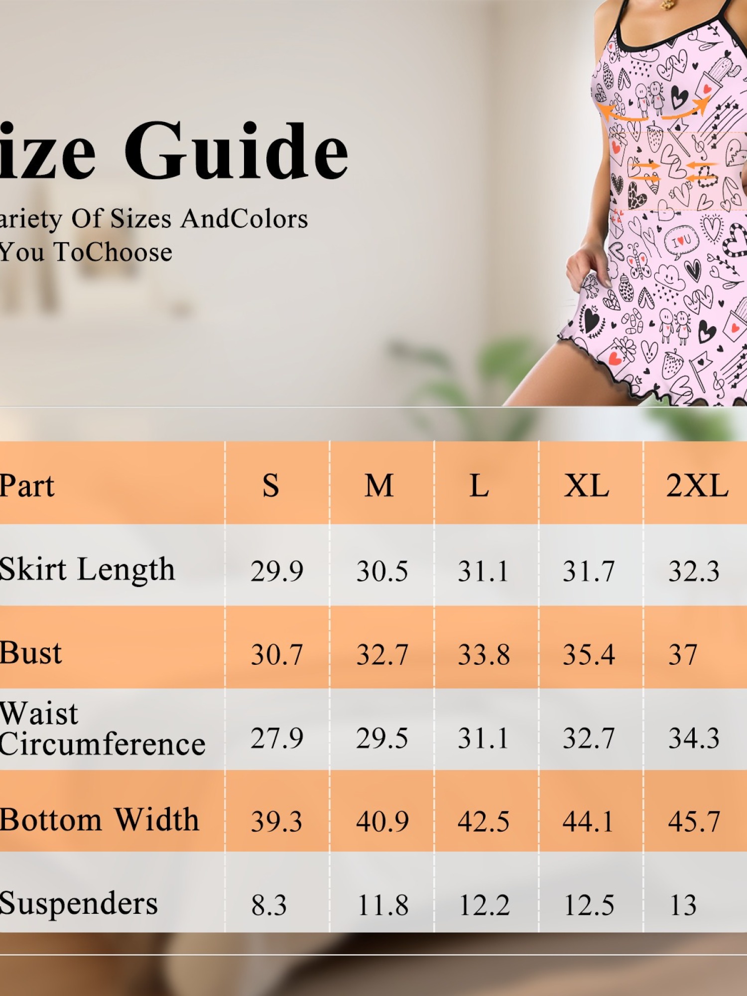 Women Sexy Heart Print Cami Nightgown Summer Lightweight Breathable Sleepwear, Ruffled Sweetheart Design Slim Fit Homewear for Couples