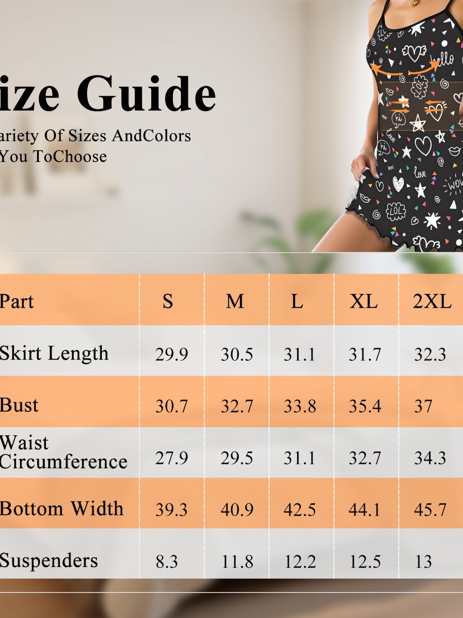 Women Sexy Heart Print Cami Nightgown Summer Lightweight Breathable Sleepwear, Ruffled Sweetheart Design Slim Fit Homewear for Couples