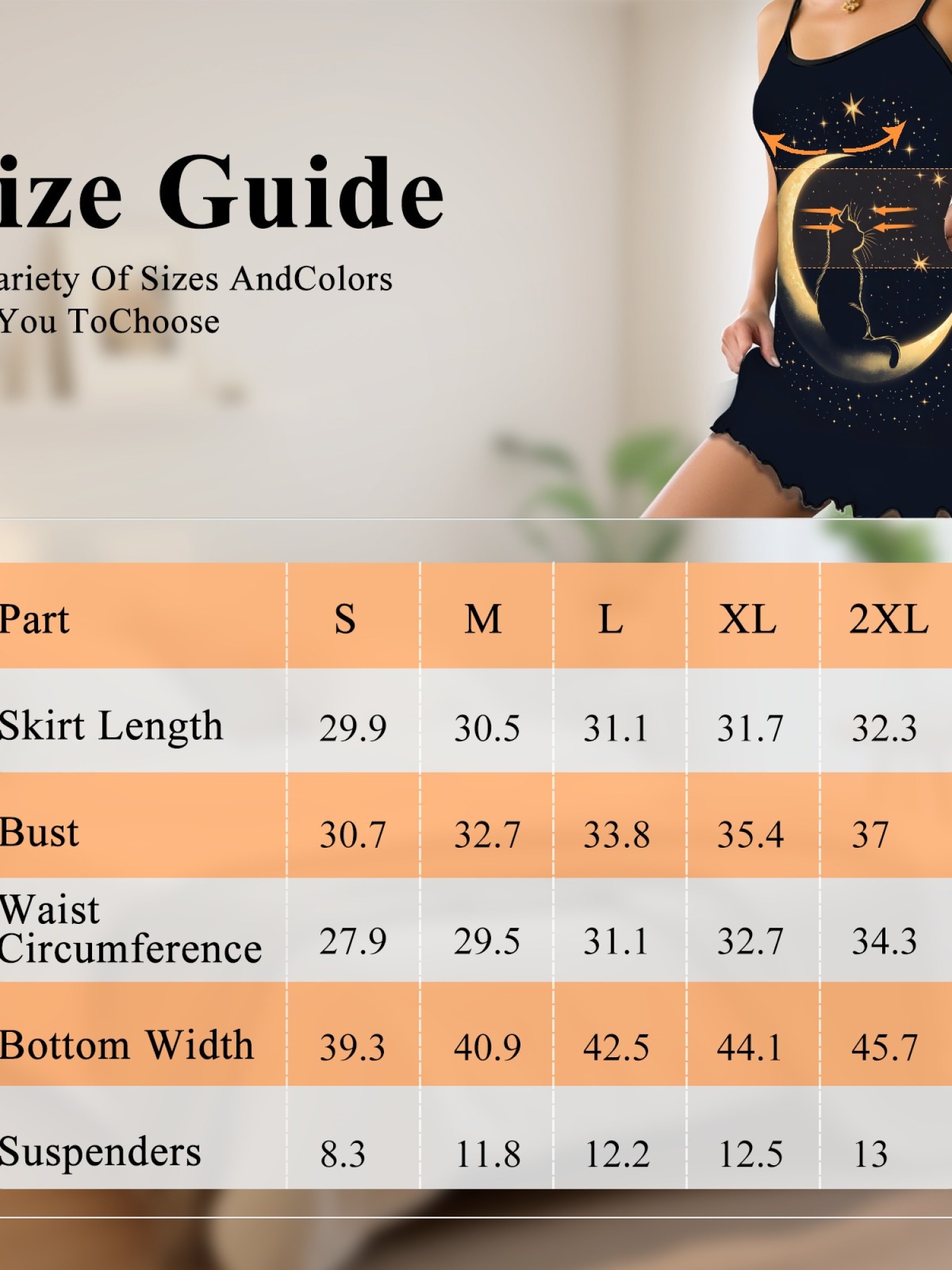 Ladies Cat Print Cami Nightgown with Star and Moon Design, Soft Stretch Fabric for Year-Round Comfort, Sexy Sleepwear with Sweet Style