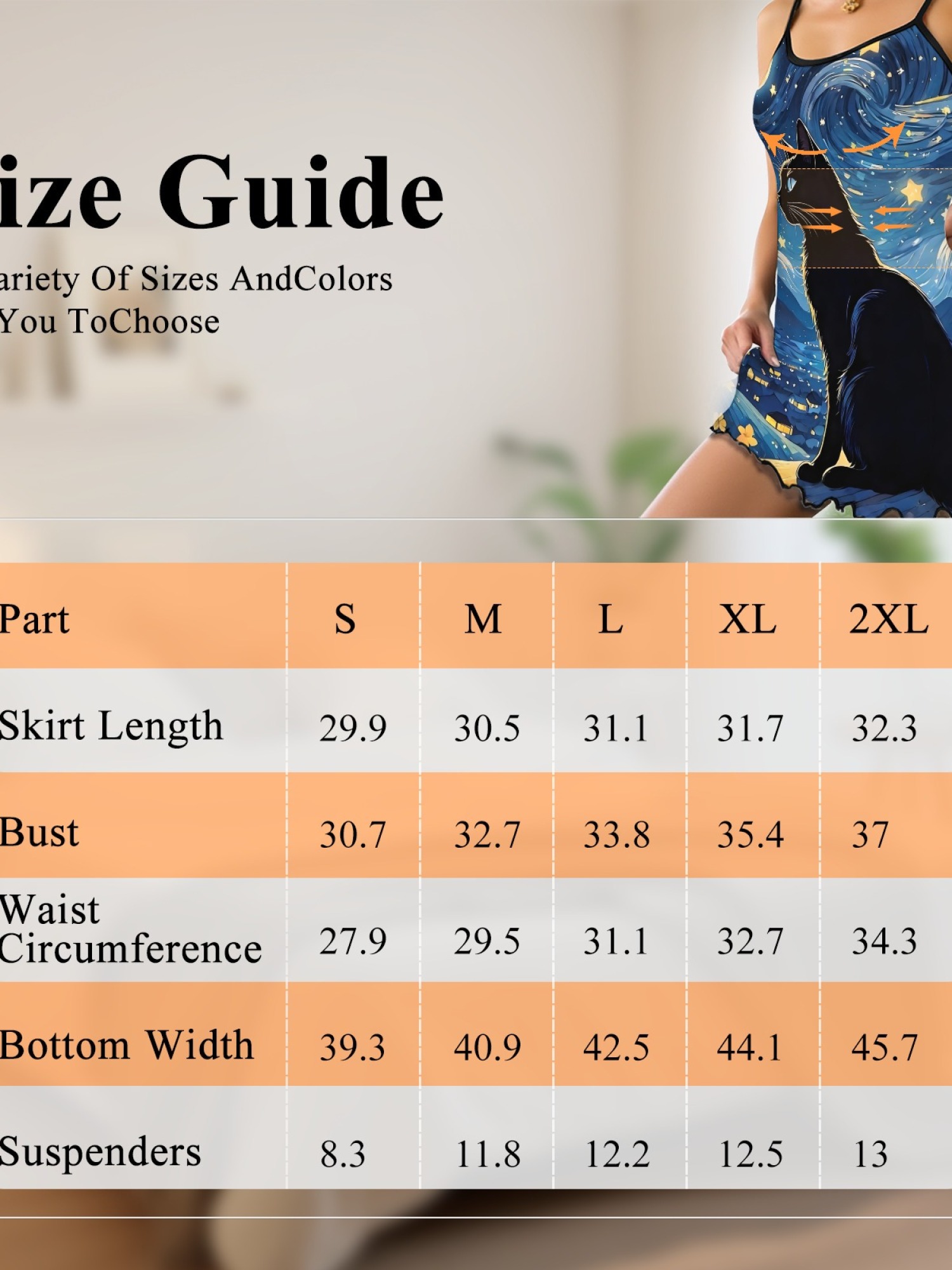 Women's Impressionist Cat Starry Sky Printed Sleep Dress, Sexy Camisole Nightgown for Spring and Summer, Cute Breathable Homewear