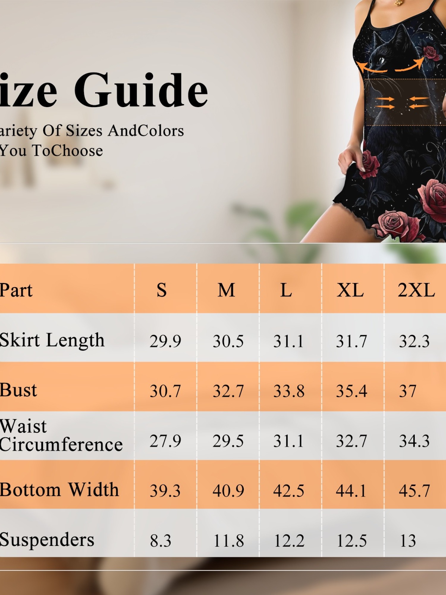 Women's Black Cat Graphic Slip Dress Collection - Hearts, Roses & Goth Styles | Funny Valentine's Sleepwear