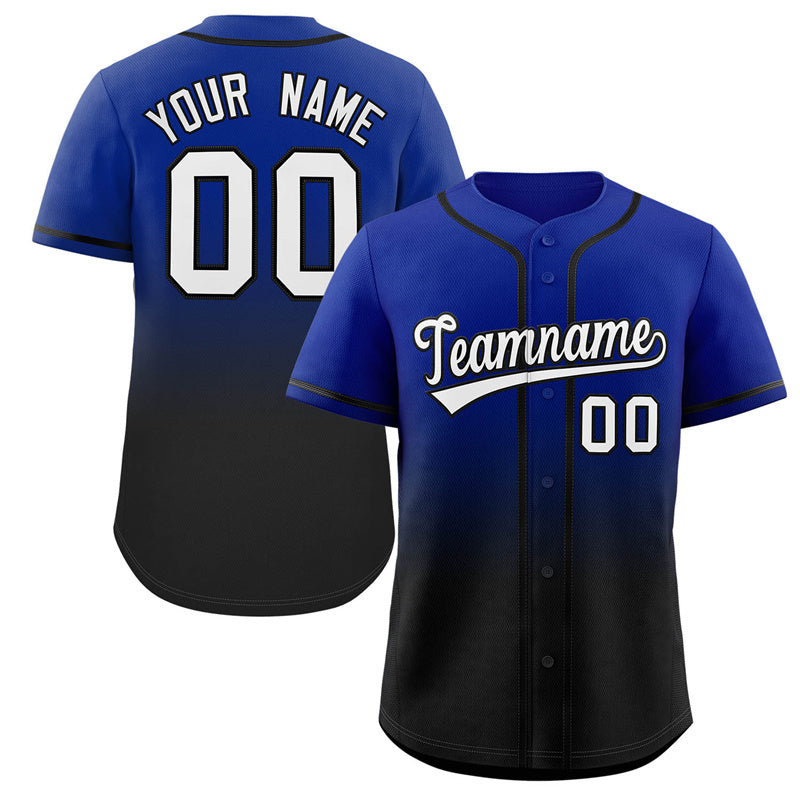 Custom Royal Black Gradient Fashion Authentic Baseball Jersey-Supvirevo