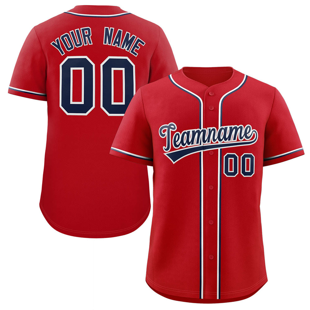 Custom Red Navy-White Classic Style Authentic Baseball Jersey-Supvirevo