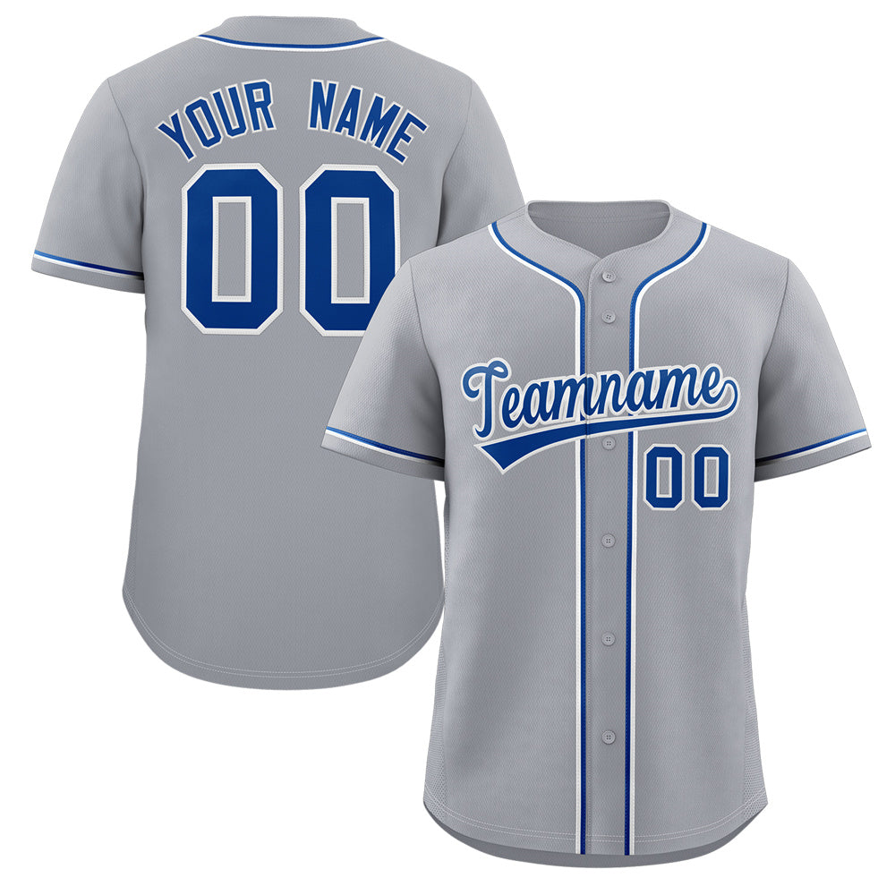 Custom Gray Royal-White Classic Style Authentic Baseball Jersey-Supvirevo