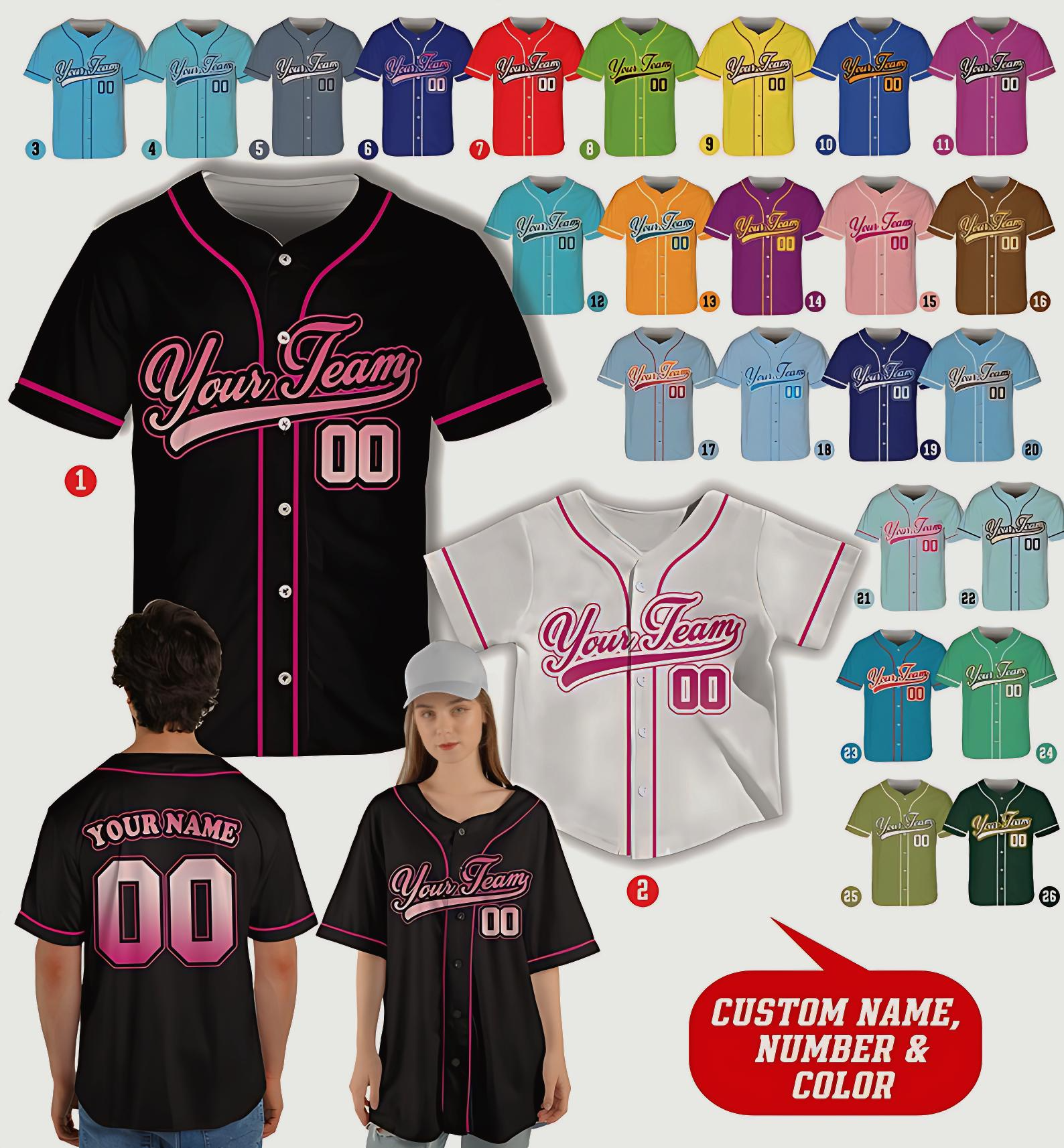 Personalized Team Name And Number Baseball Jersey, Custom Baseball Jersey Shirt, Baseball Jersey Uniform For Baseball Fans Baseball Lovers