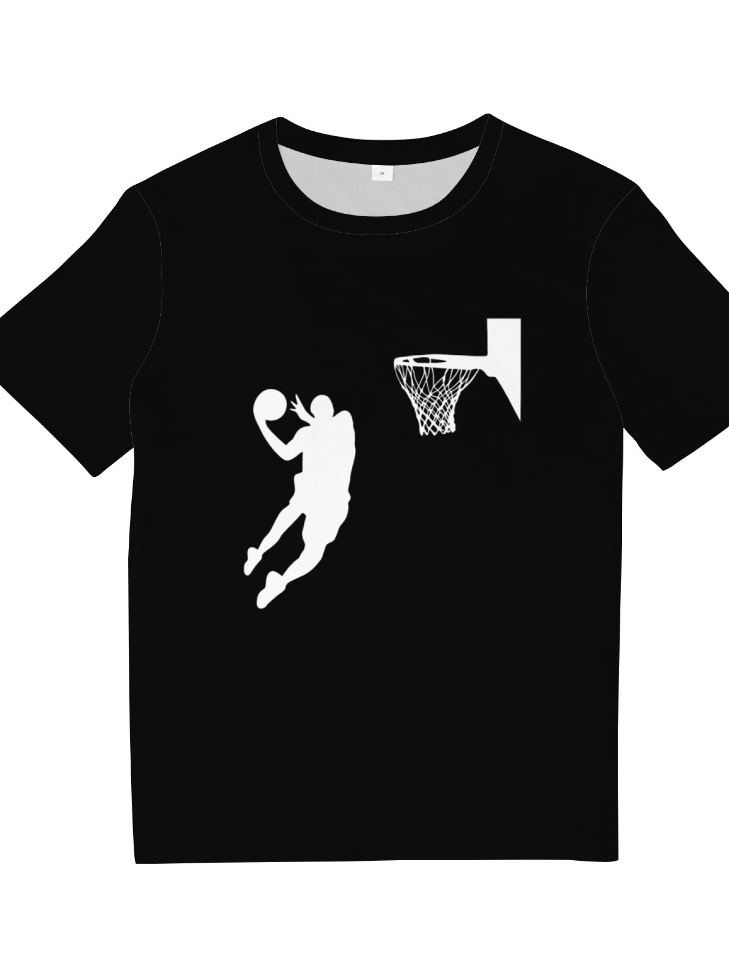 Minimalist Basketball Dunk Silhouette Graphic Print T-Shirt for Men