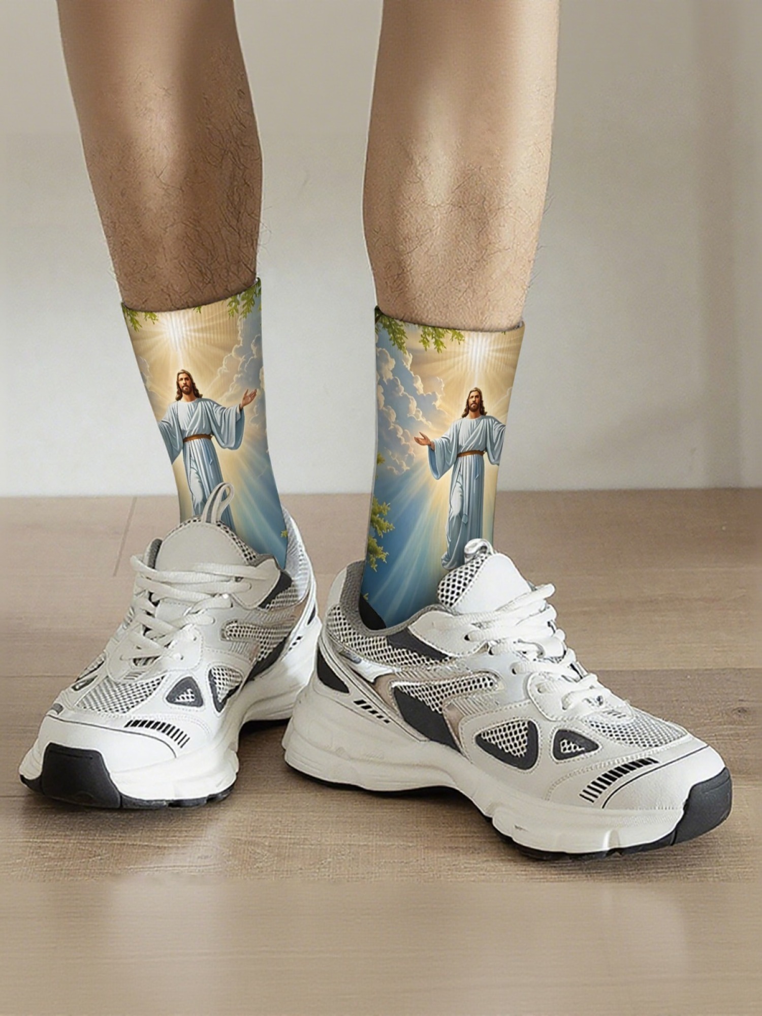 "The Ascension" Christian Art Socks | Jesus Christ Graphic Crew Sock Set (3 Pairs)