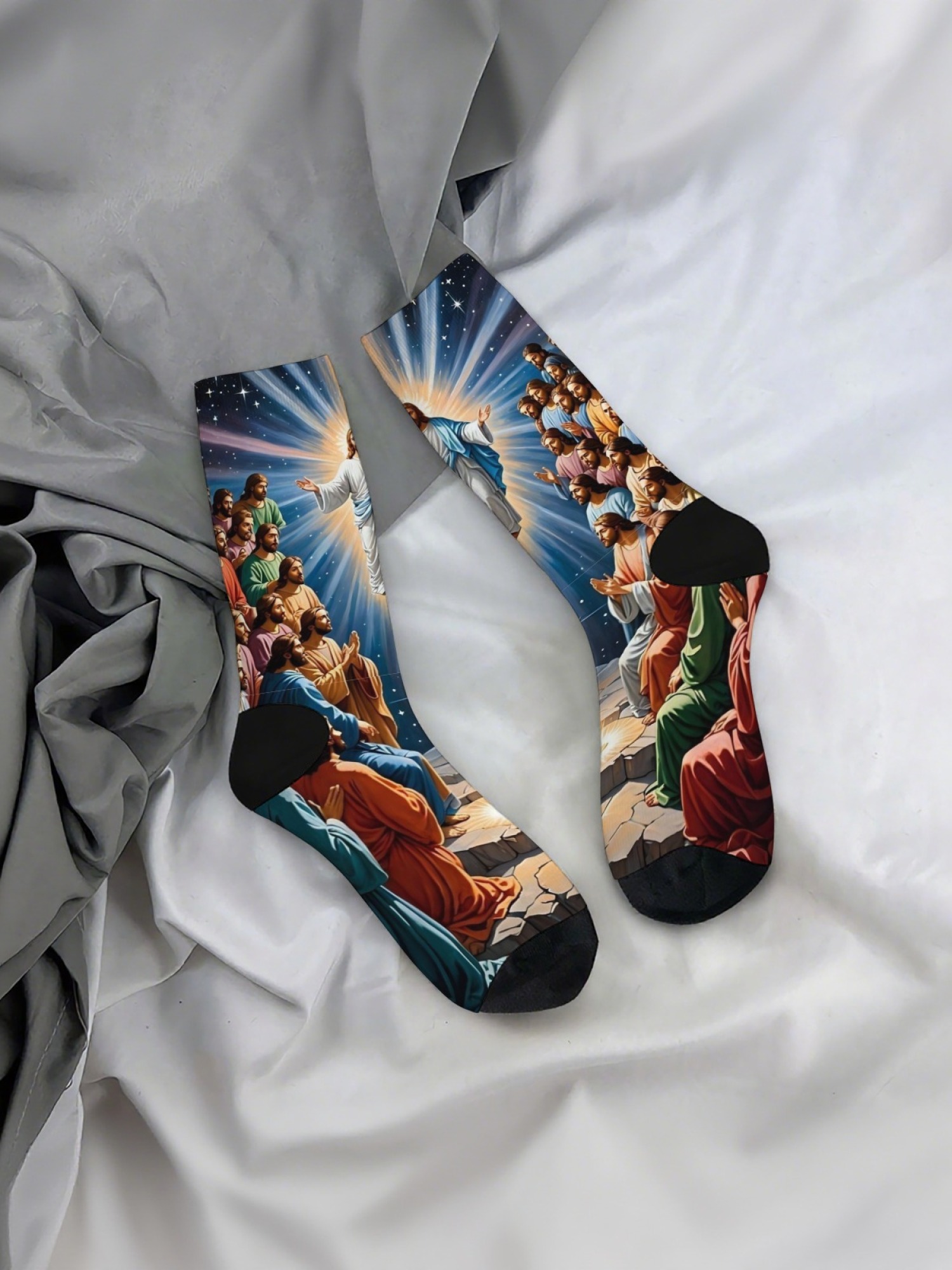 "The Ascension" Christian Art Socks | Jesus Christ Graphic Crew Sock Set (3 Pairs)