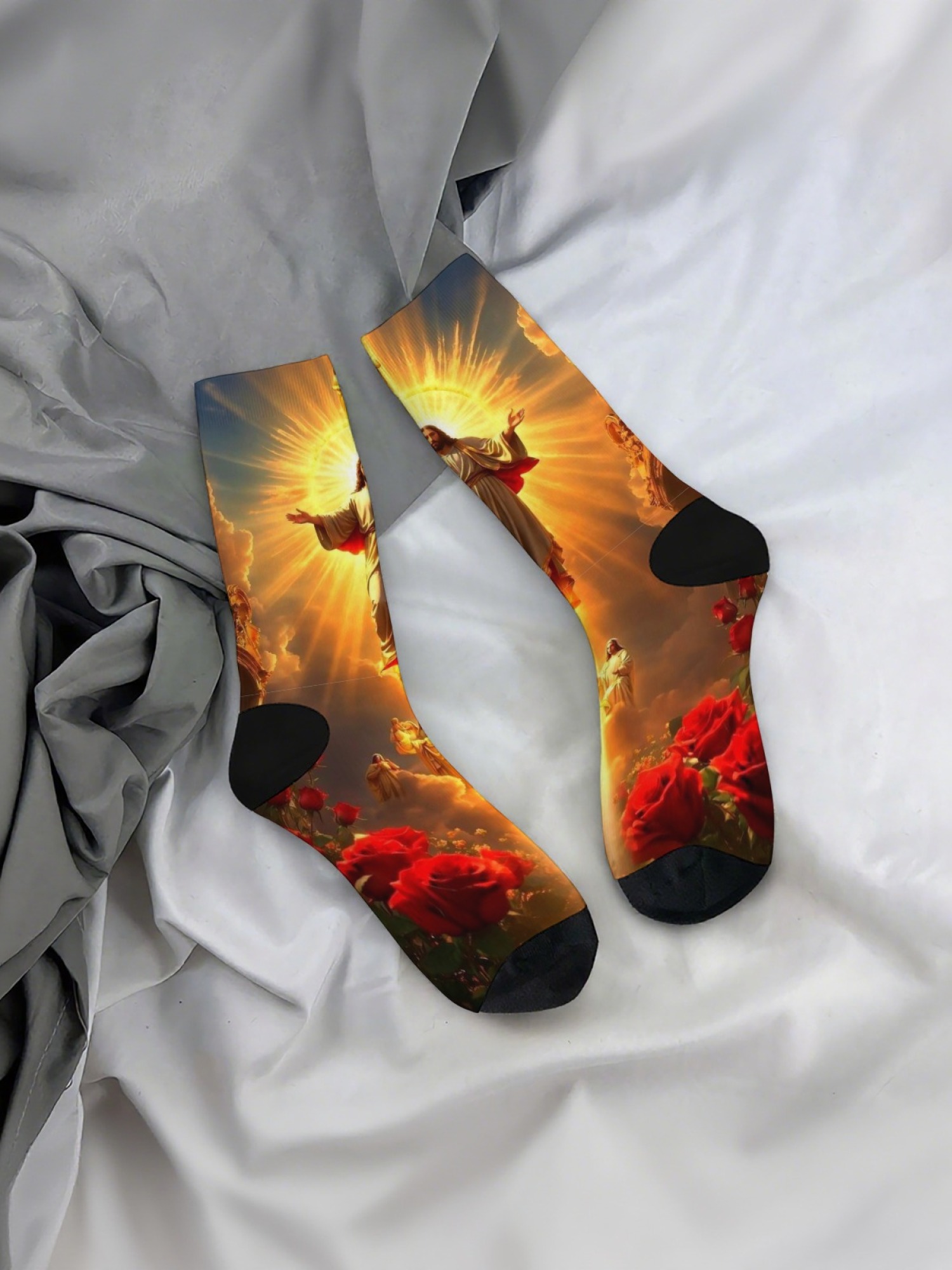 "The Ascension" Christian Art Socks | Jesus Christ Graphic Crew Sock Set (3 Pairs)