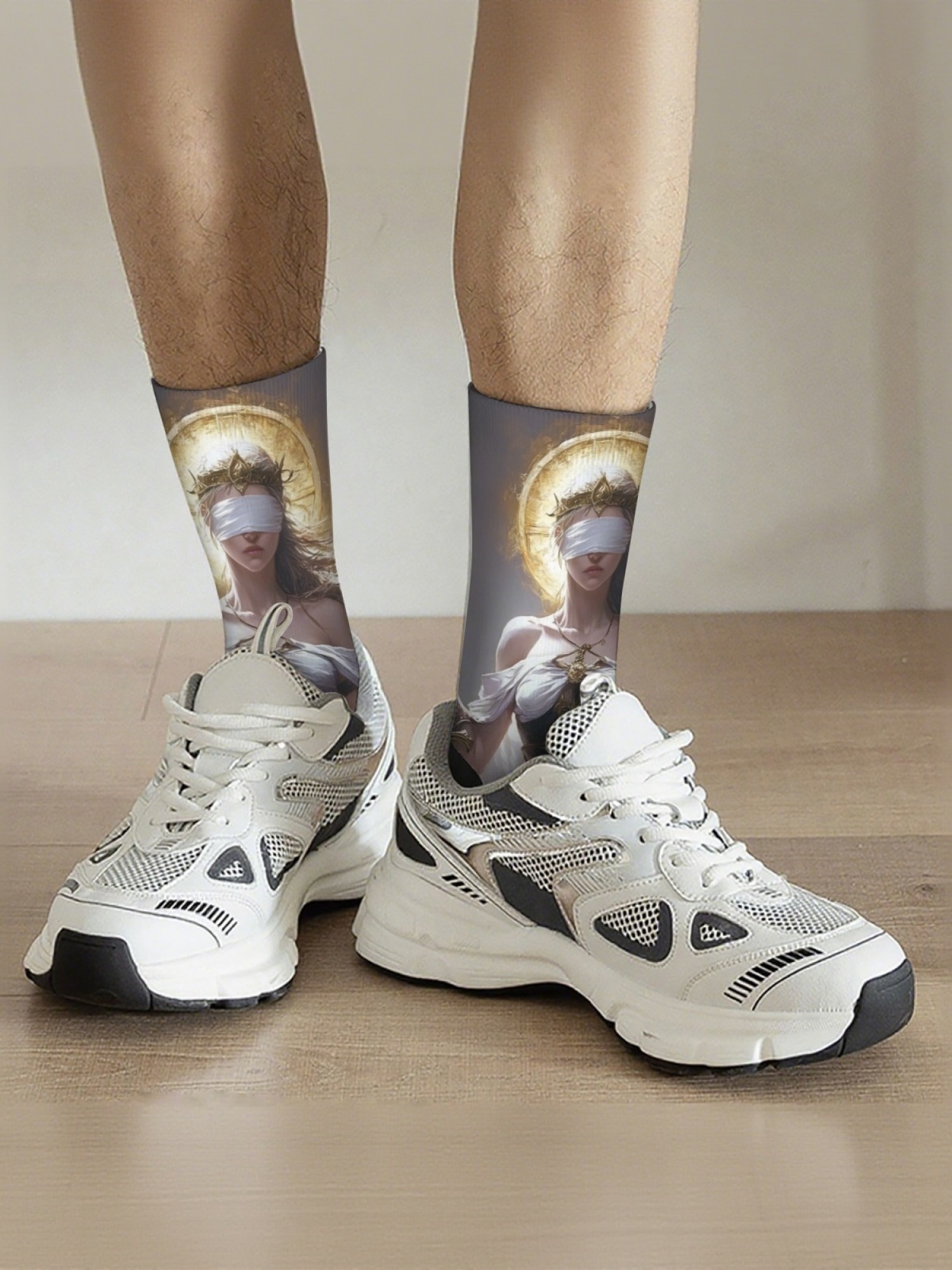 "Blind Justice" Fantasy Goddess Crew Socks | Mythology Art Print Set (3 Pairs)