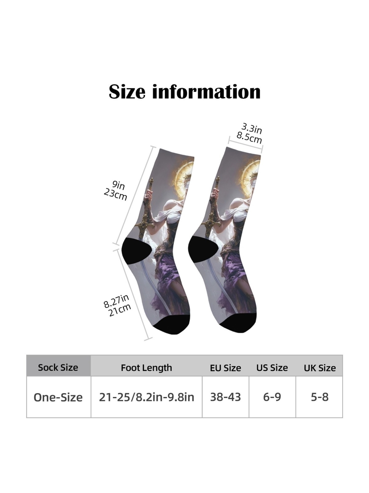 "Blind Justice" Fantasy Goddess Crew Socks | Mythology Art Print Set (3 Pairs)