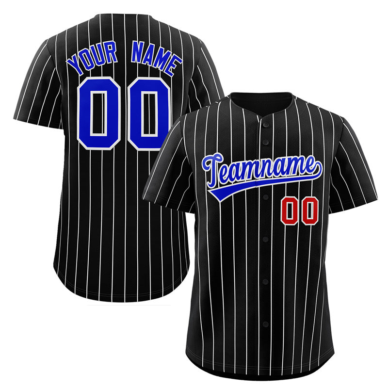 Custom Black Royal-White Stripe Fashion Authentic Baseball Jersey-Supvirevo