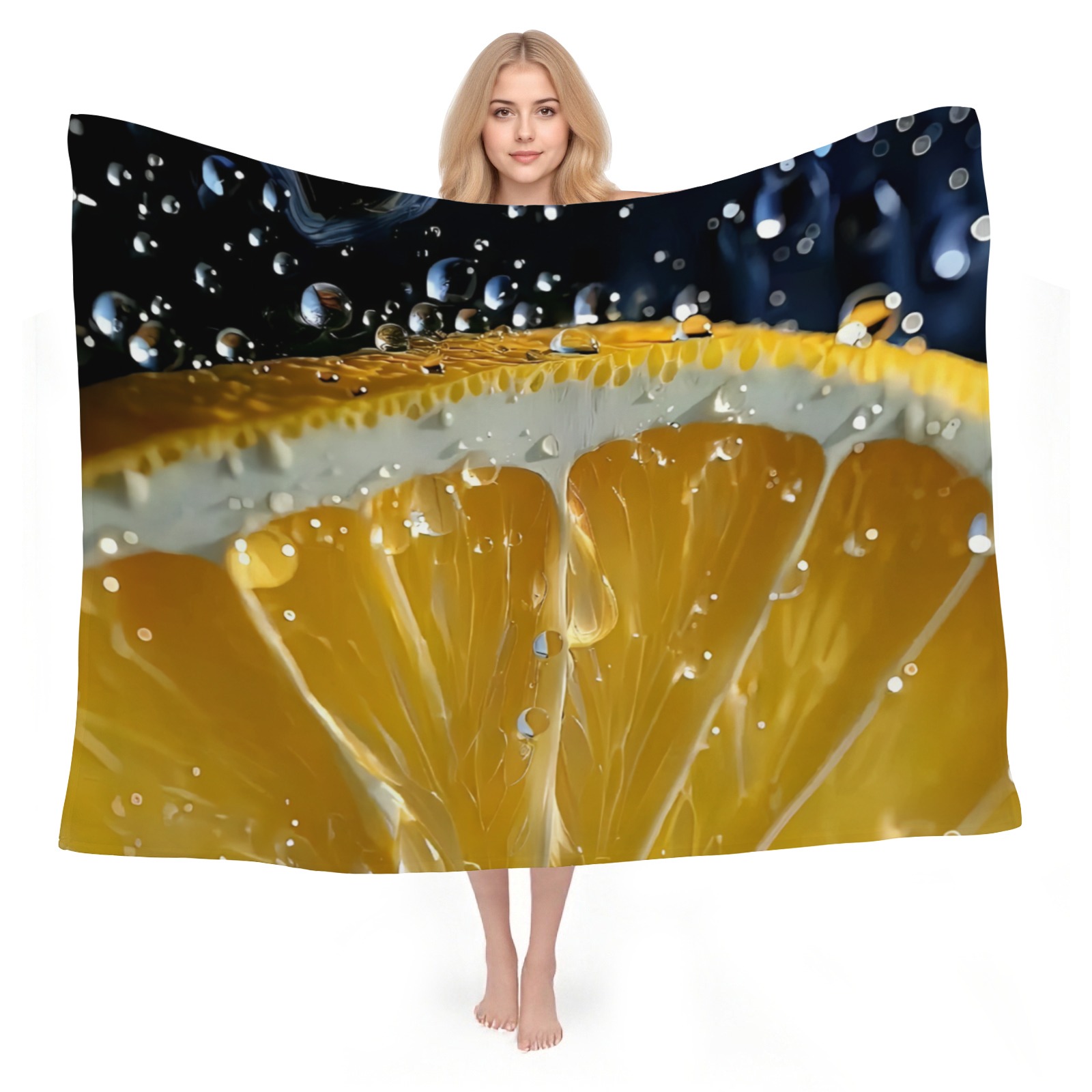 Lemon Slice Throw Blanket, Lightweight Fleece Blanket with Vibrant Fruit Pattern, Cozy for Bed, Sofa, Couch Decor-Pixelunique