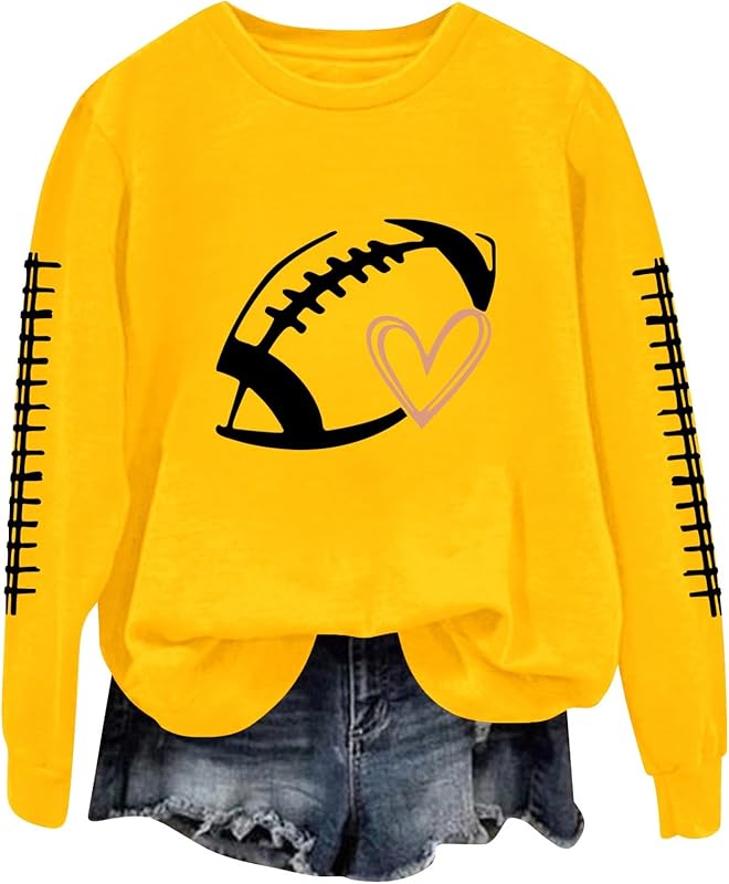 Game Day Football Sweatshirts For Women - Long Sleeve Football Shirts, Cute Cheer Mom Shirt, Crewneck Pullover Tops