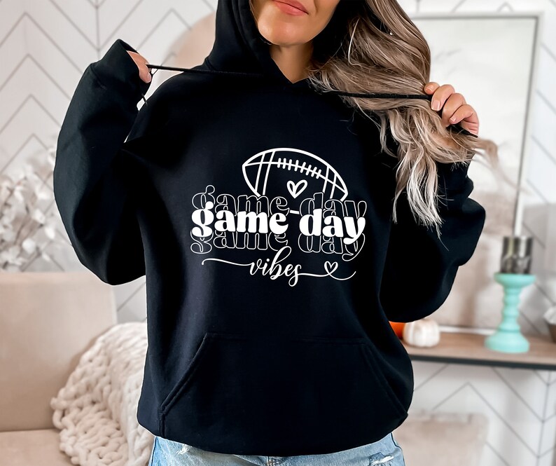 Game Day Vibes Hoodie, Football Hoodie, Football Lover Hoodie, Game Day Hoodie, Football Mom Hoodie, Cute Mom Hoodie, Sports Hoodie