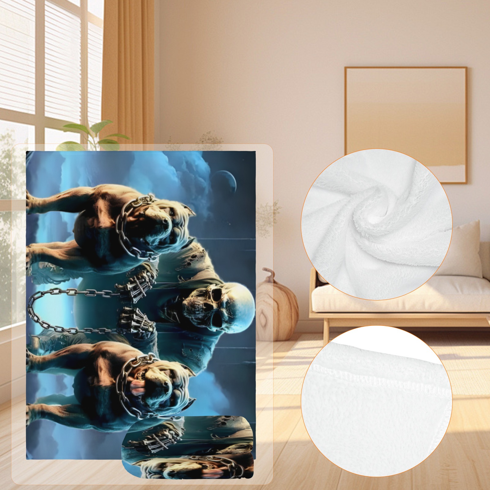 Skull & Bulldogs Throw Blanket, Lightweight Flannel with Bold Graphic Design, Cozy for Adults & Kids, Unique Home Decor-Pixelunique