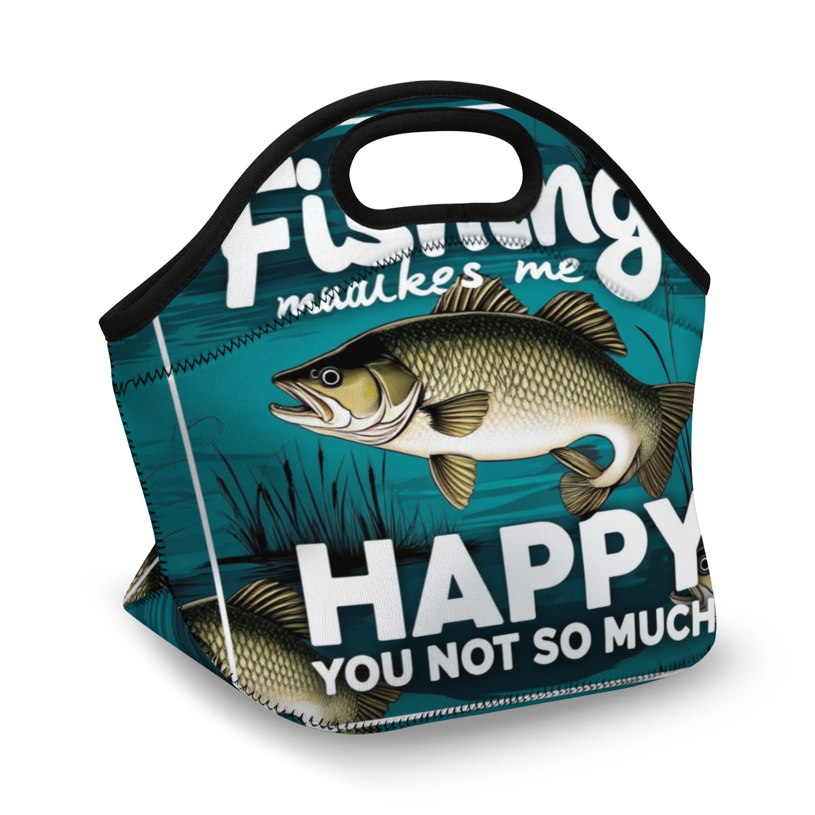 Fishing - Inspired Neoprene Lunch Bag - Insulated Tote for Work, Picnics-Pixelunique