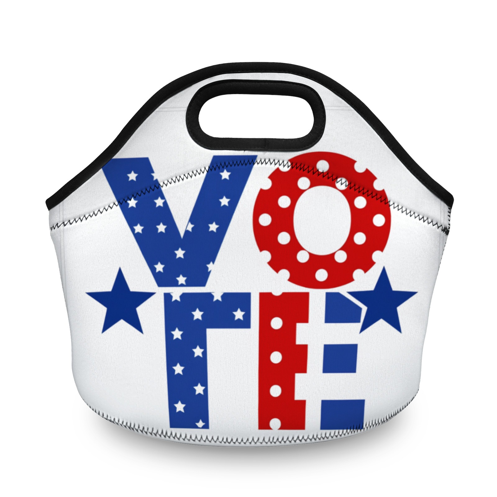 Patriotic ��VOTE�� Graphic Neoprene Lunch Bag - Insulated Tote for Work & Picnics Bullet Points