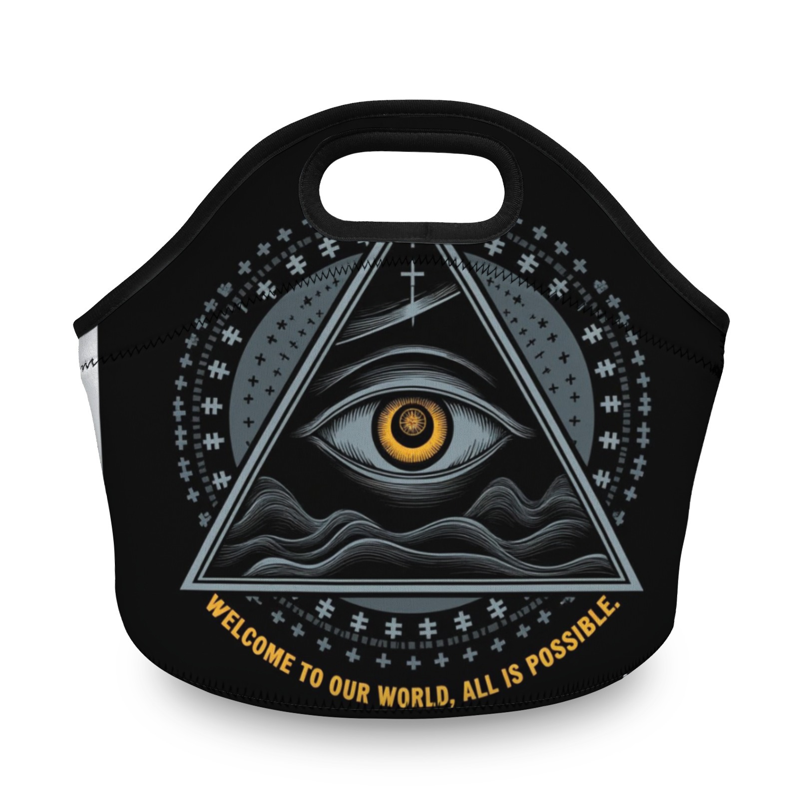 Mystical Eye Graphic Neoprene Lunch Bag - Insulated Tote for Work & Picnics