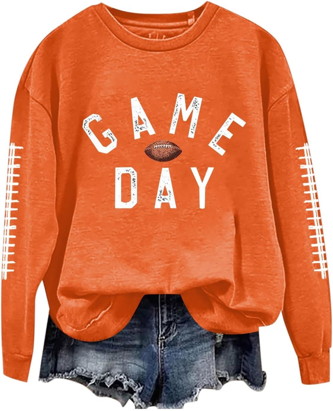 Game Day Football Sweatshirts For Women - Long Sleeve Football Shirts, Cute Cheer Mom Shirt, Crewneck Pullover Tops