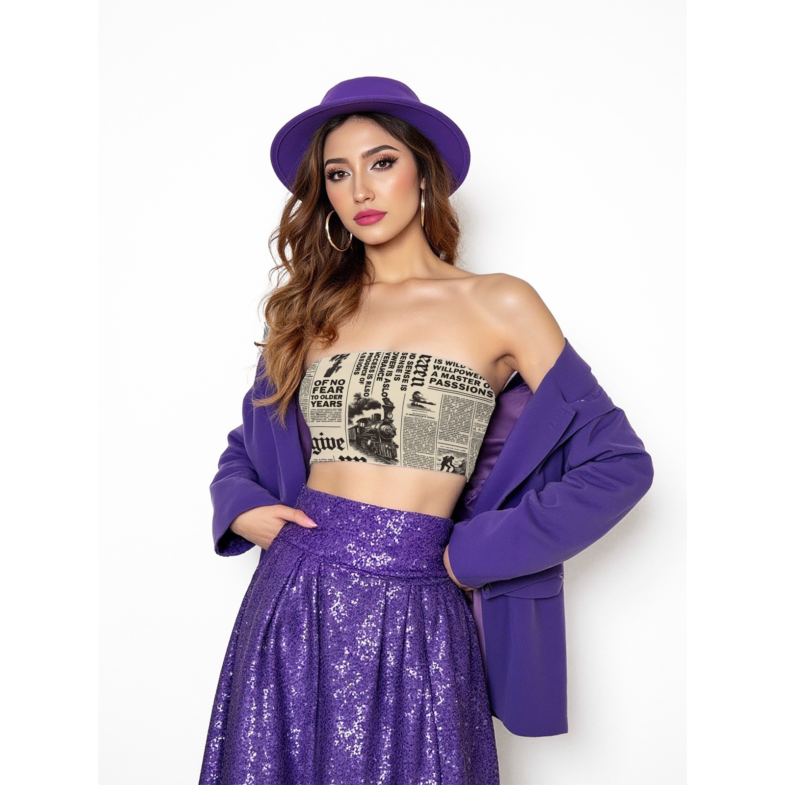 Women's Newspaper Print Tube Top-Pixelunique