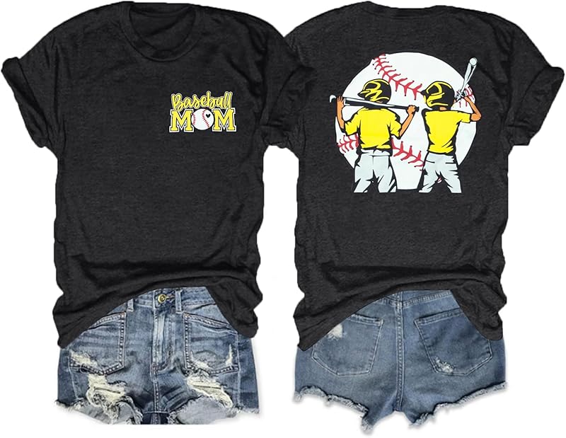 Baseball Mom Shirts for Women - Oversized V Neck Baseball Jersey Shirt Stripe Graphic Print Casual Tops Tees