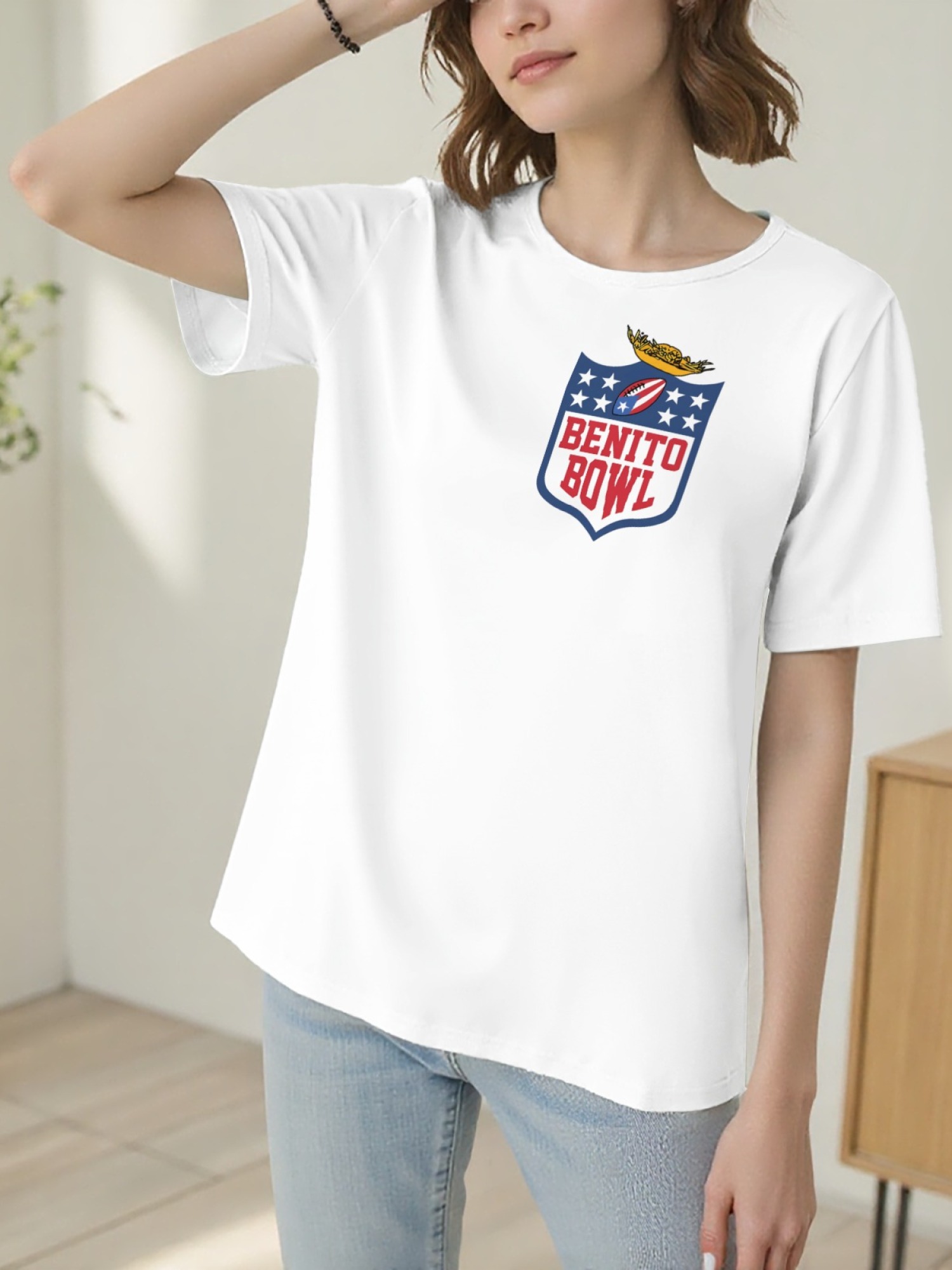 Women's Benito Bowl Graphic Print T-Shirt - Premium Cotton Sporty Tee