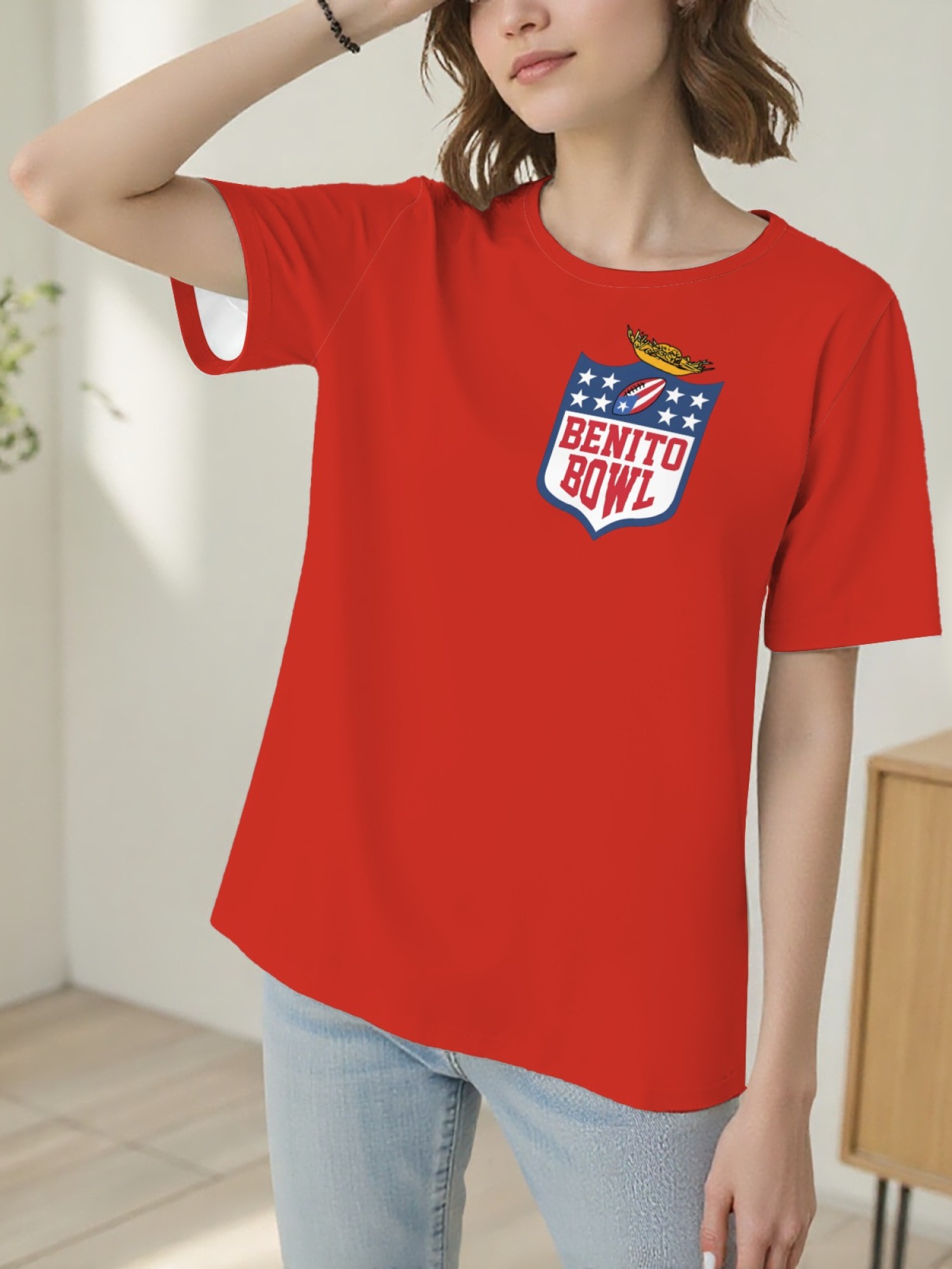 Women's Benito Bowl Graphic Print T-Shirt - Premium Cotton Sporty Tee