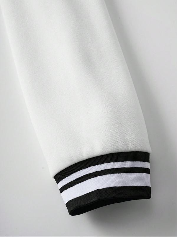 Men's Baseball Jacket with Letter Print, Long Sleeve Fitted Pilot Coat, Casual Daily Wear, Thick Fabric, Fall & Winter Fashion