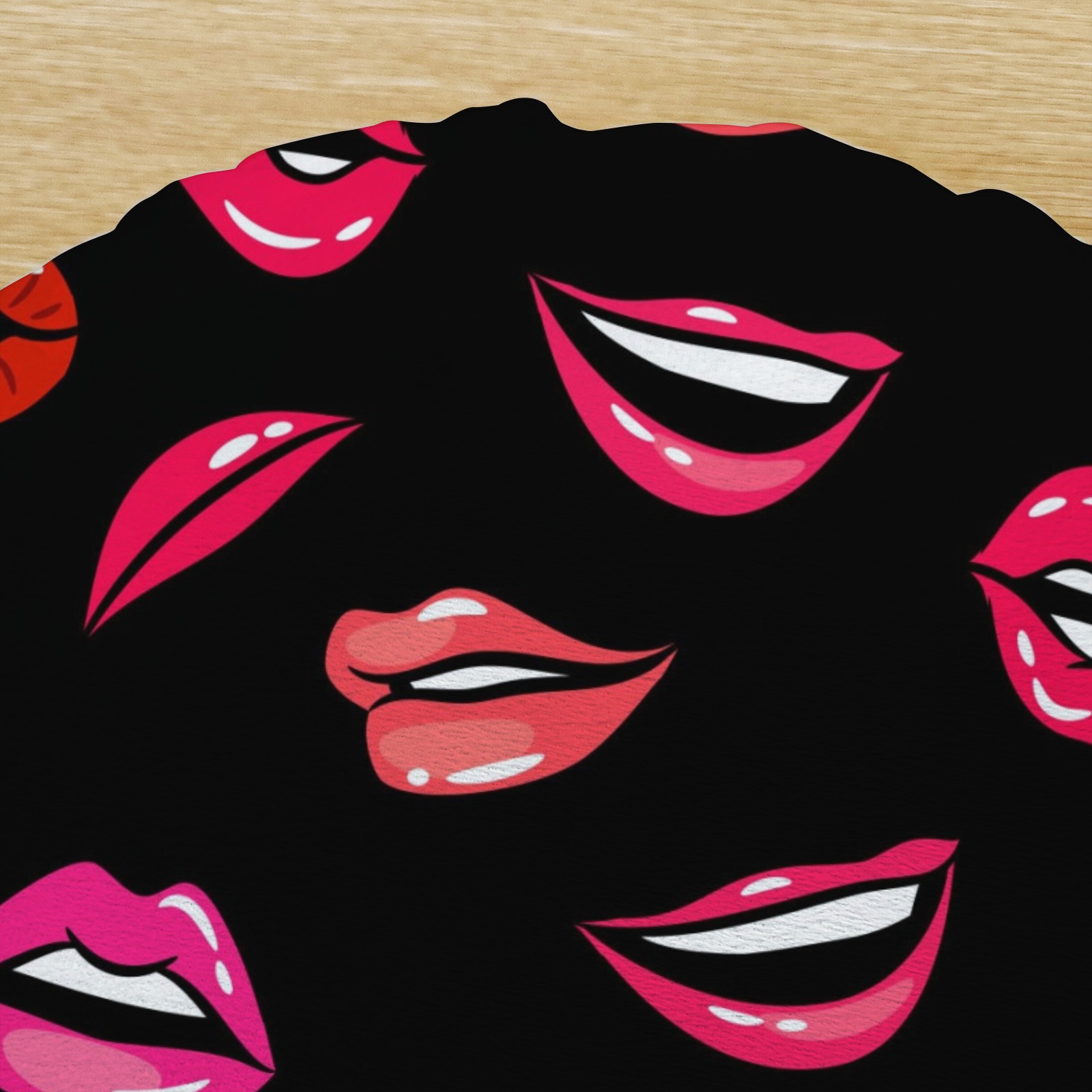 Lip Print Round Decorative Throw Pillow for Indoor Home Decor