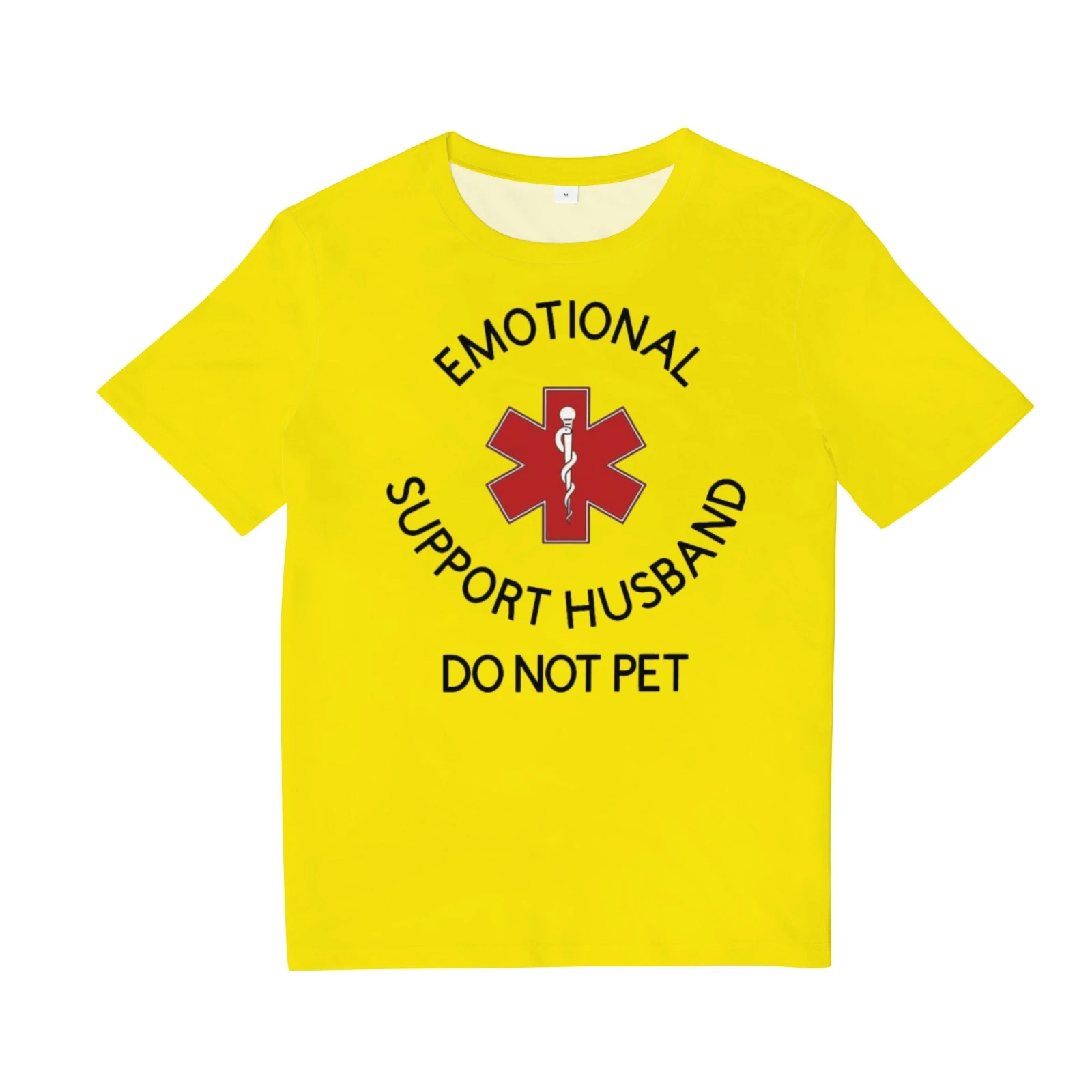 "Emotional Support Husband - Do Not Pet" Graphic T - Shirt | Humorous, Breathable Couple Tee - White