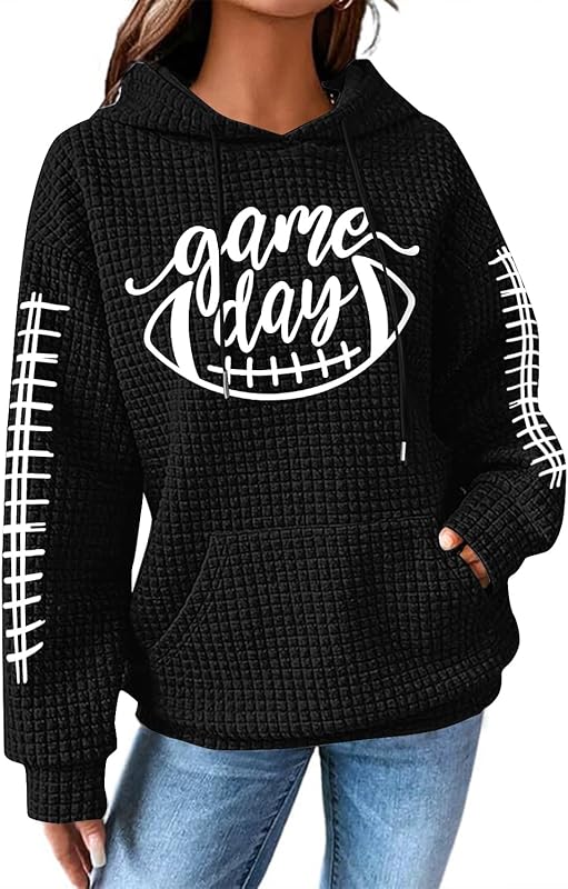 Football Shirt for Women Game Day Sweatshirts Womens Football Mom Hoodie Youth Long Sleeve Jersey