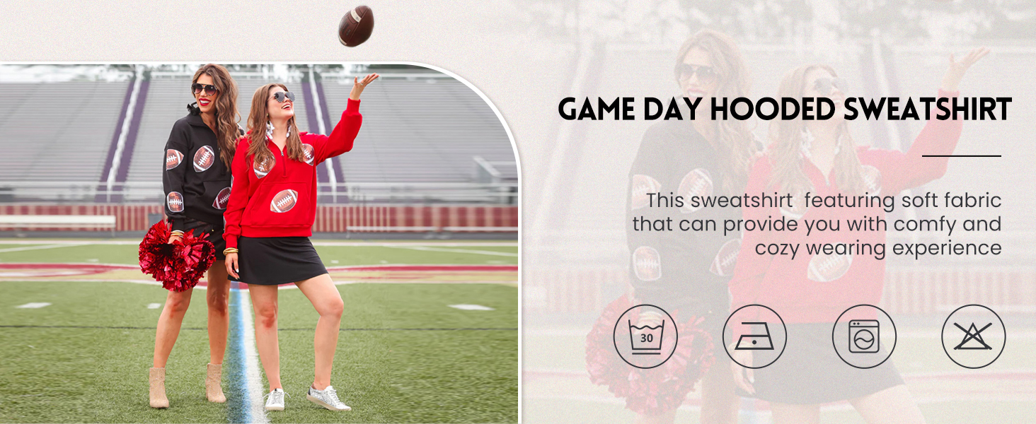 SeekMe Tailgate Outfit Football Hoodies for Women 