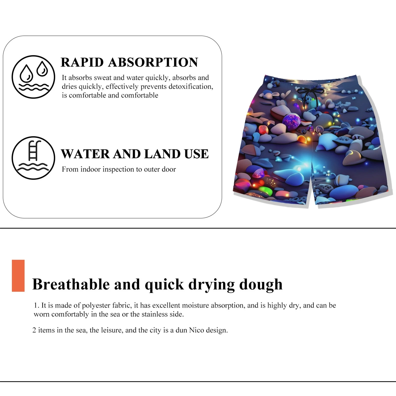 Men's Smiley Emoji Print Beach Shorts